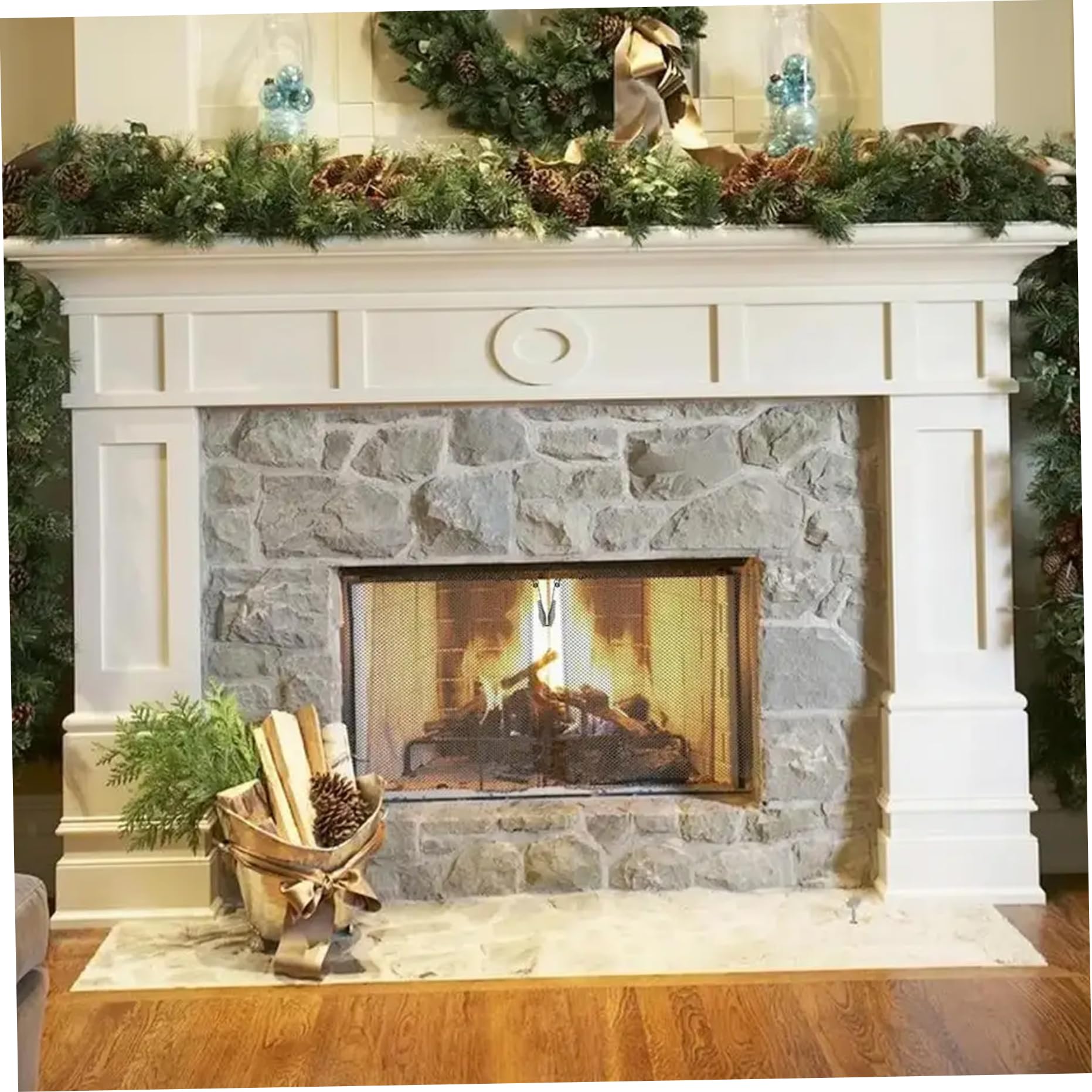 Schermo del caminetto con i tiri 1 coppia Spark Guard Fireplace Mesh Screen Curtain Rust Heat Resistant Home Fireplace Guard, 24x20 pollici