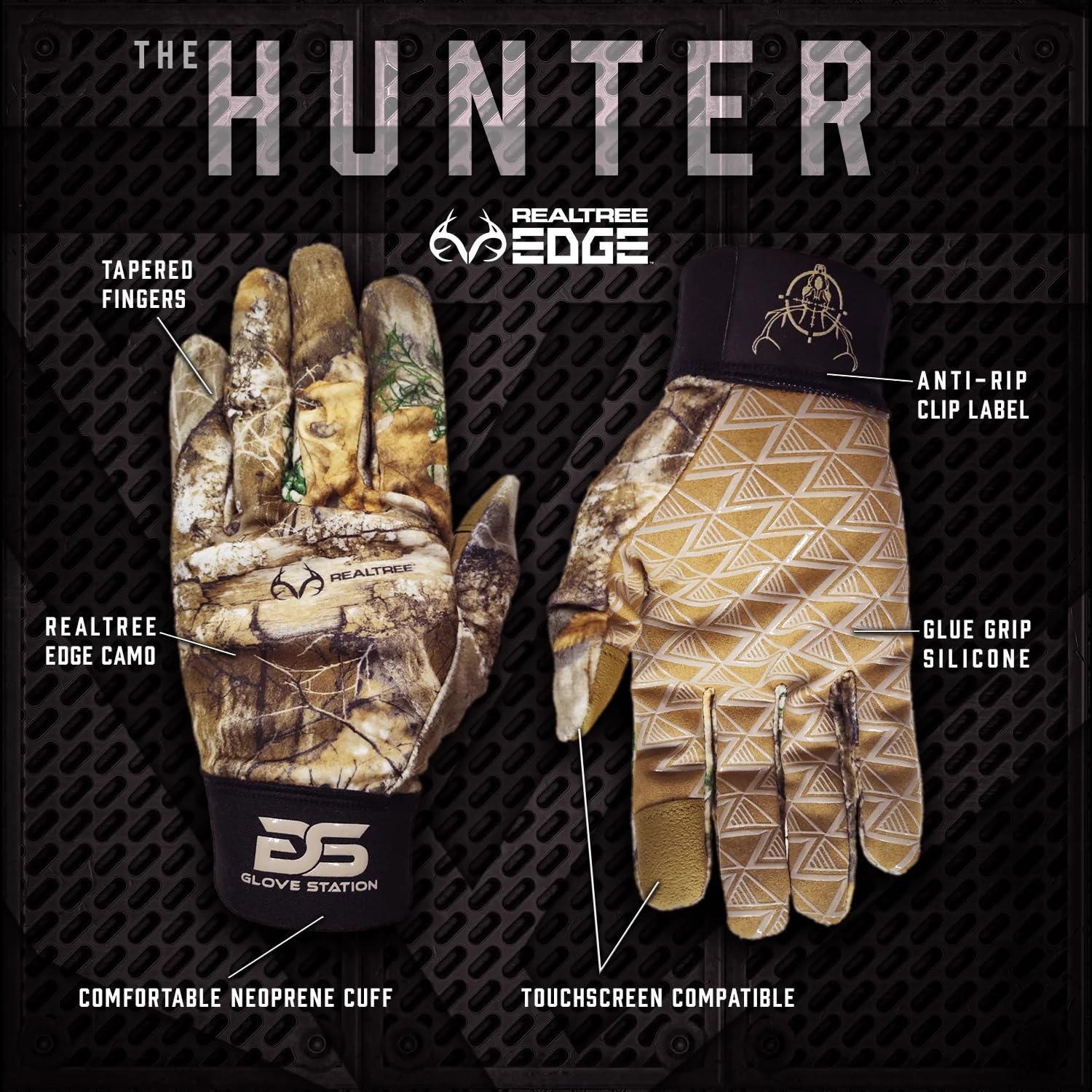 Glove Station Hunting Gloves, Realtree (Small) - Anti-Slip Camo Hunting Gloves for Men & Women with Touchscreen-Compatible Fingertips - Bow, Archery Accessories
