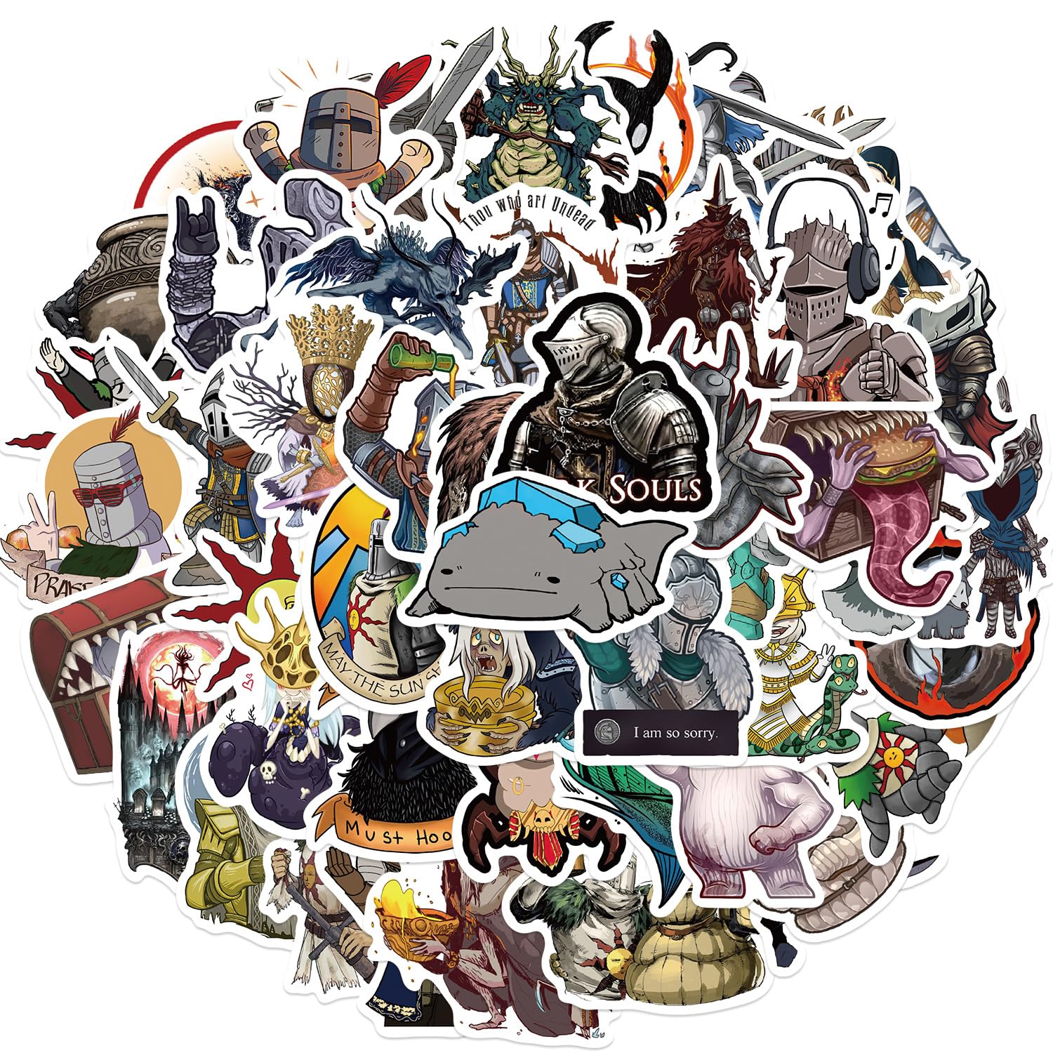 Auceko Girls Dark Souls Pack Of 50 Sticker Pack Sticker Set Waterproof Vinyl Stickers For Laptop Children Cars Motorcycle Bicycle Skateboard Luggage Suitcase Computer Sticker Graffiti Decal