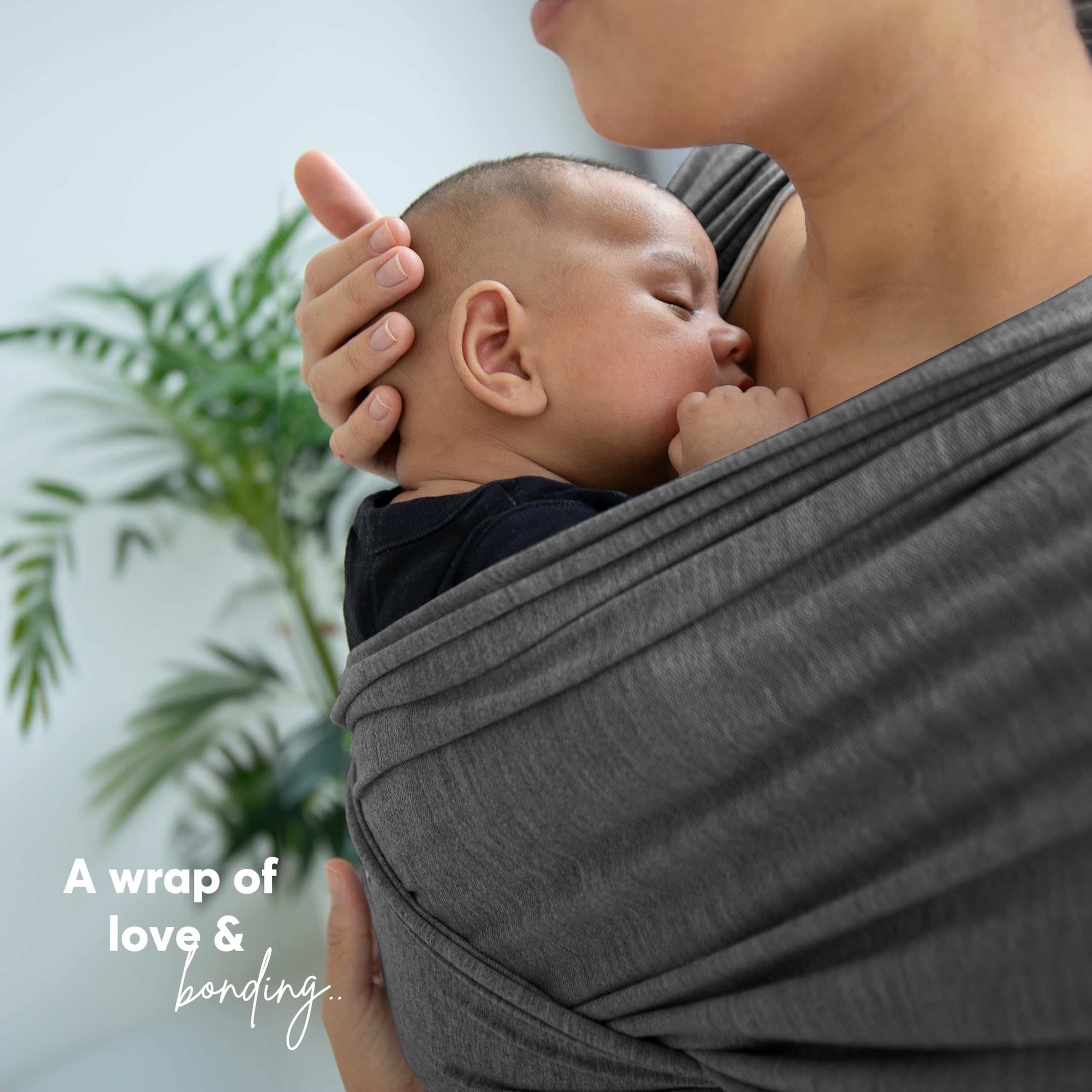 ELDOMA Dark Grey Baby Wrap Carrier - Lightweight, Breathable Baby Sling, Hands Free Baby Carrier Sling, Baby Carriers for Newborn, Infant — view 7