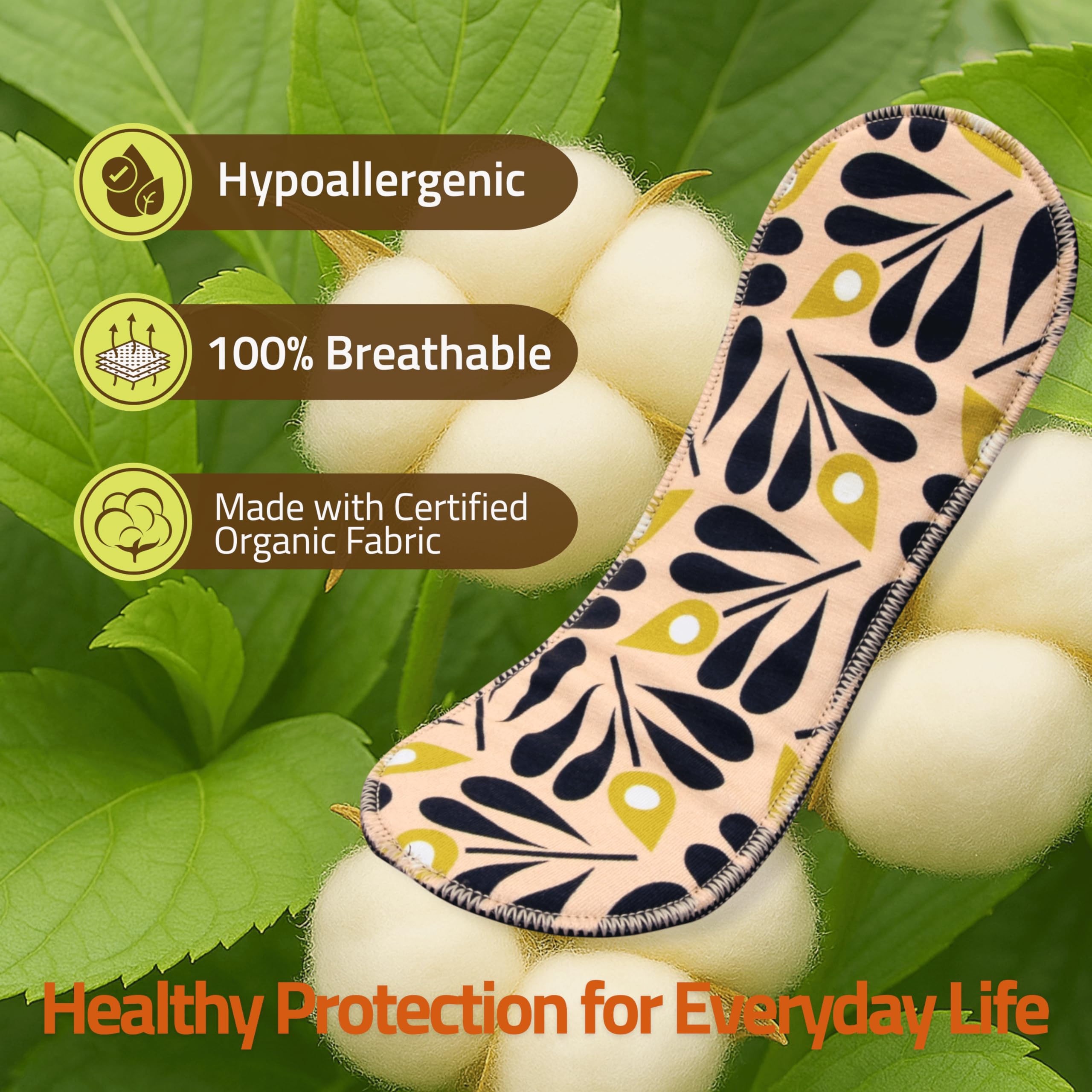 Natissy Salvaslips Reutilizables Sin Alas de Algodón Orgánico para Mujer, Lavables, Transpirables, Suaves, Sin Olores y Sin PUL - Pack 7 Talla M - Made in EU