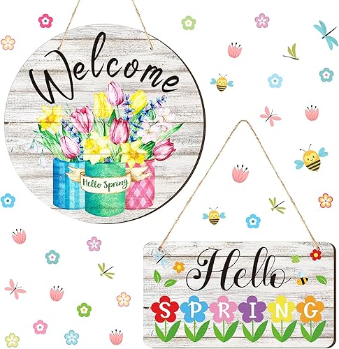 2 letreros de bienvenida del 4 de julio, gnomos de madera, estrella patriótica, bandera estadounidense, decoración grande para colgar para el Día de