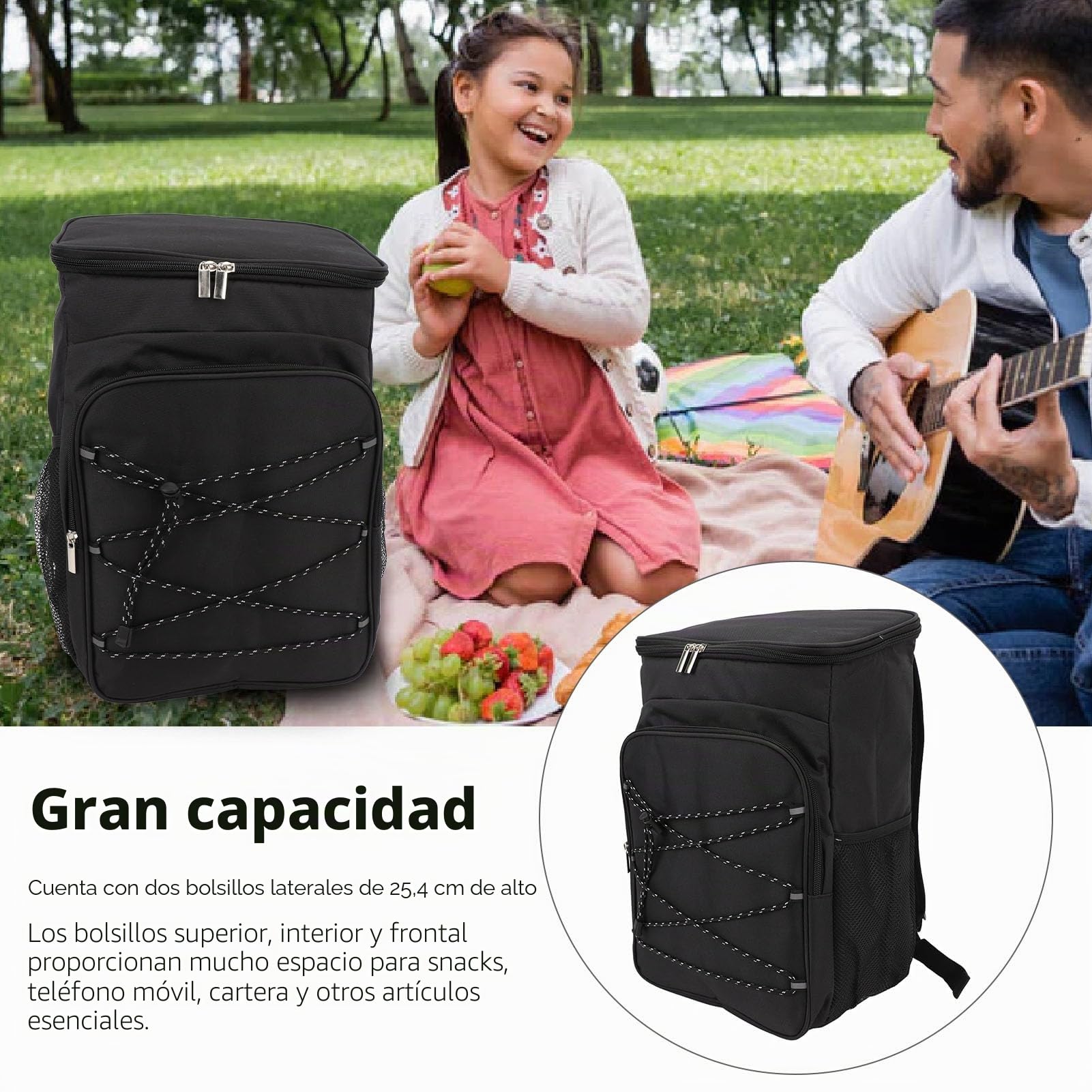 Mochila Viaje Mochila De Picnic Mochila Nevera Isotermica Mochila Aislante De Tela Oxford, Mochila Refrigeradora A Prueba De Fugas, Resistente Al Agua, De Gran Capacidad, Negra