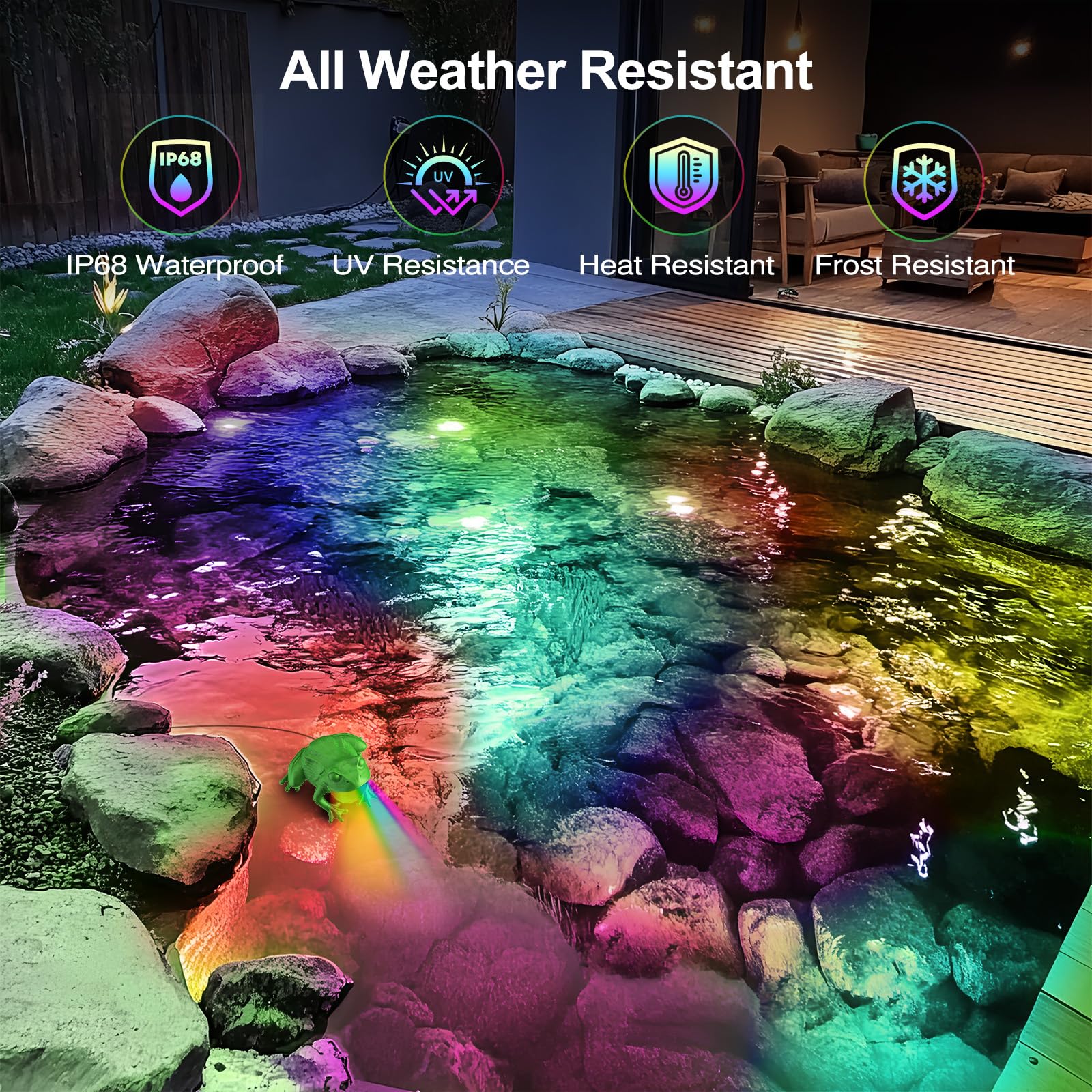 Teichbeleuchtung LED mit APP-Steuerung, 6W Teichlampen Unterwasser mit 12V Transformator und Timer, IP68 Wasserdicht Teich Beleuchtung für Gartenteich Wasserfall Wasserspiel, Set 4
