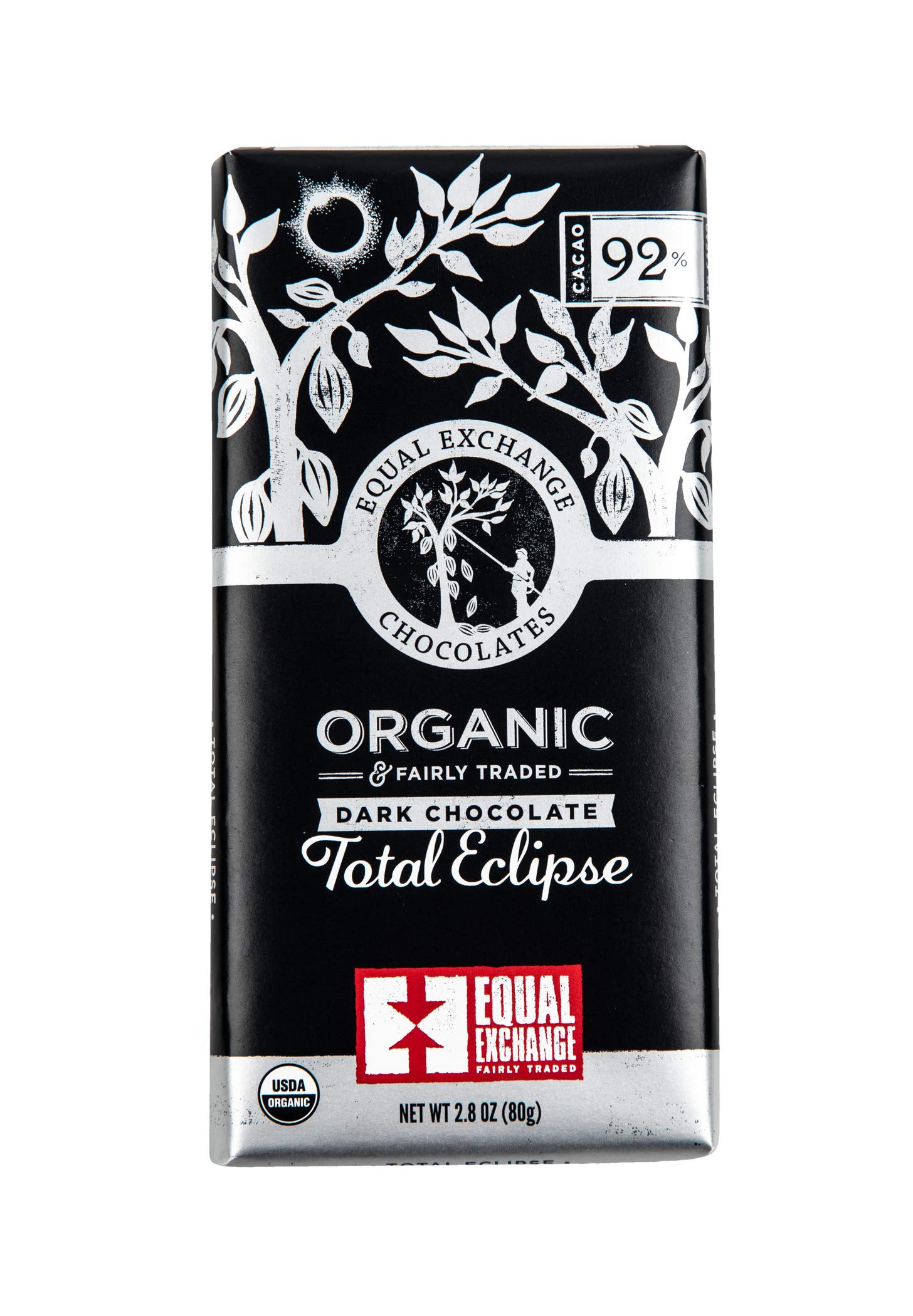 Equal Exchange Organic Chocolate, Total Eclipse Dark Chocolate (92%), 2.8 Ounce (Pack of 12)