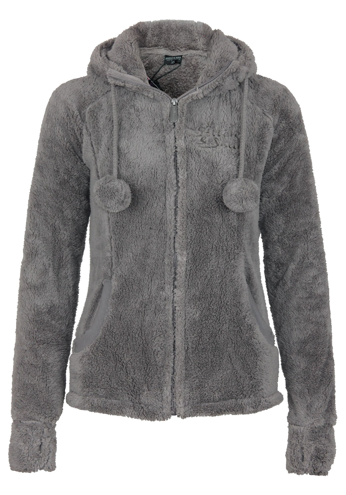 Stitch & Soul women's polar jacket with hood and ears | Warm soft jacket with high collar