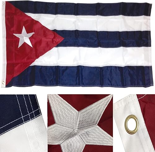 Miniatura 1 de Premium 4X6 FT Embroidered Cuba Cuban 210D Sewn Nylon Flag Grommets