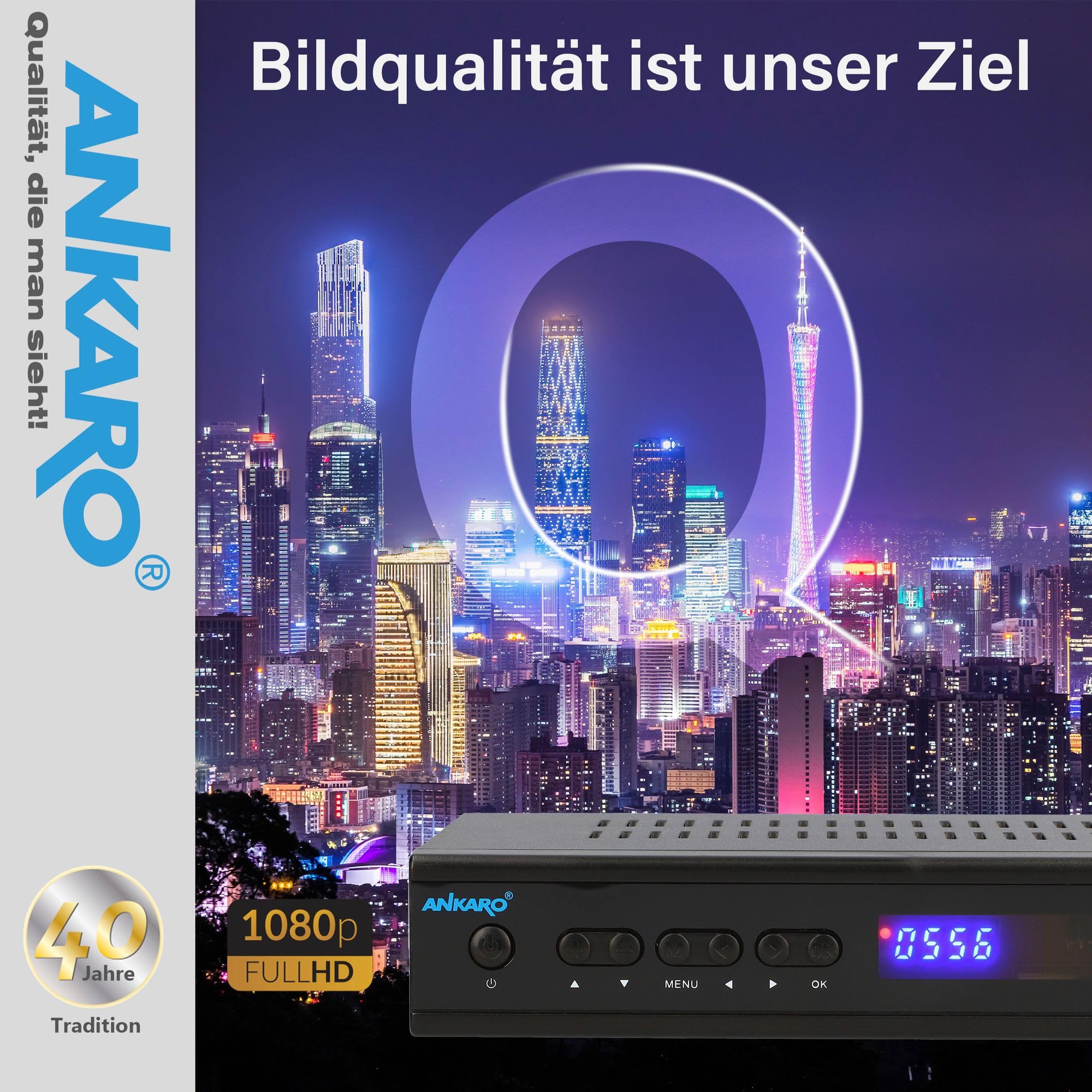 Ankaro 2100 DSR HD Sat Receiver mit PVR Aufnahmefunktion für Satellitenschüssel, AAC-LC Audio, Einkabel tauglich, HDMI,SCART, KOAXIAL, USB 2.0, Timeshift, Receiver für Sat Fernsehen + HDMI Kabel