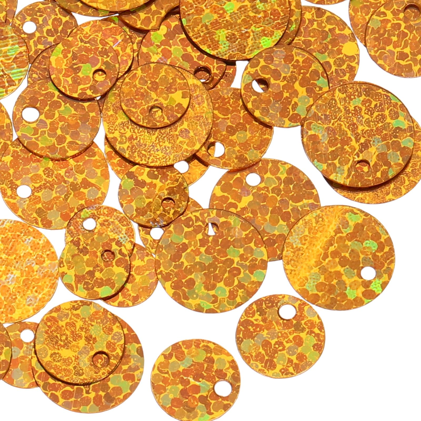 sourcing map 1500 Pcs Flat Round Sequins, 6/8/10mm Loose Paillettes Craft Sewing Sequins with Single Side Hole for DIY Embroidery Clothing Jewelry Making, Laser Gold