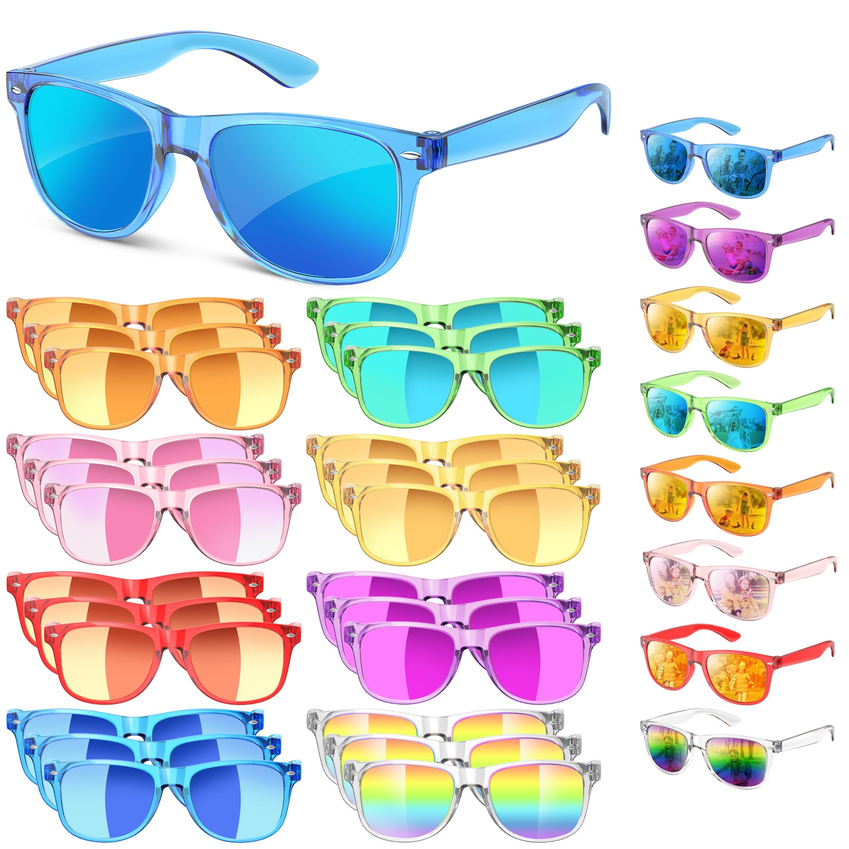 Sumsun Kids Sunglasses Bulk Party Favors 24 Packs Boys Girls Age 3-8 with UV400 Protection for Birthday Graduation Party Supplies (Solid color 24 Pack)
