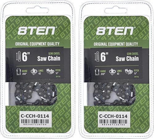 Semi Chisel Chainsaw Chain 6" Bar .050 Gauge 1/4 Pitch 42DL 2 Pack