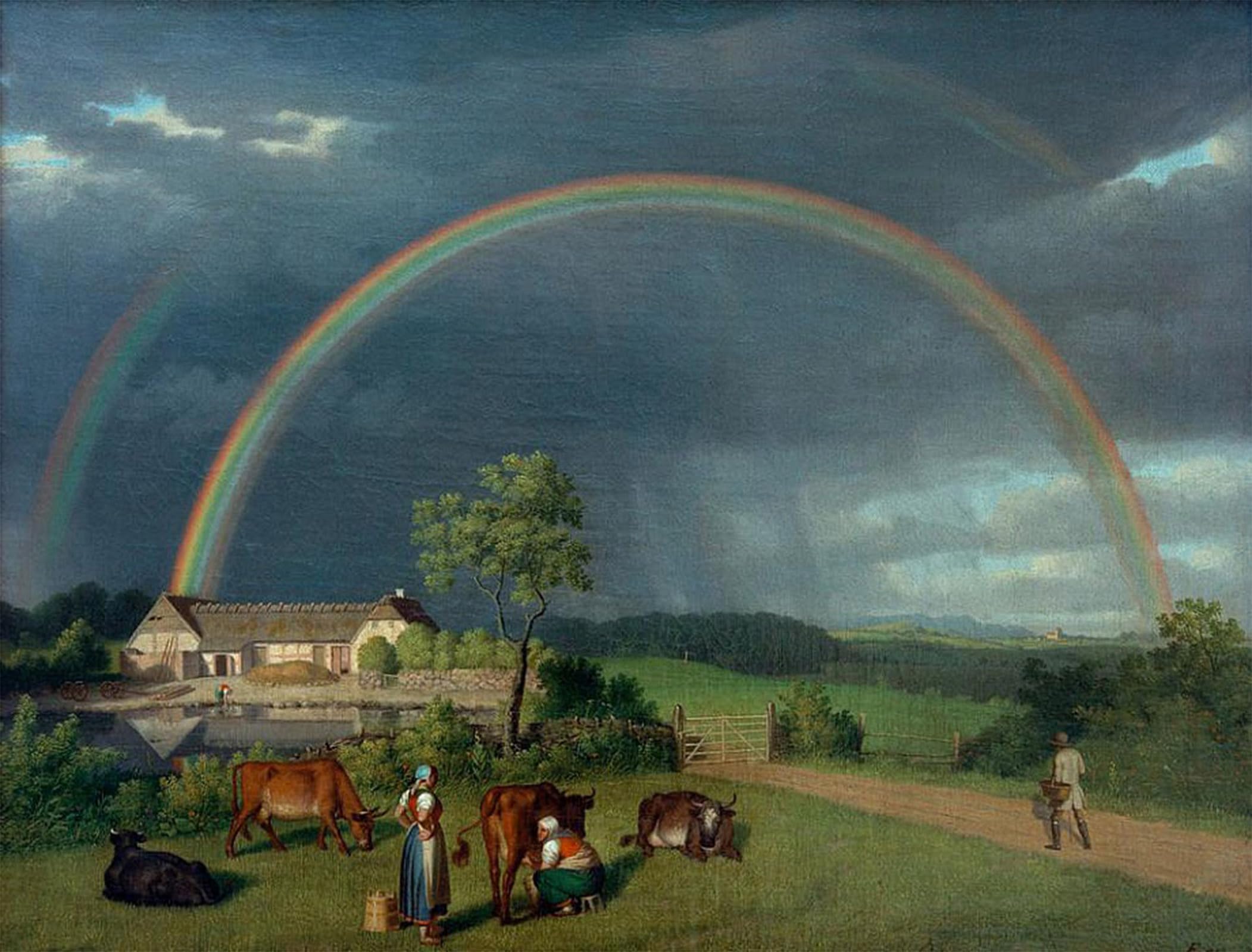 POSTERIIk Vintage Print Pop Art Landscape Artwork Farm in Spejlsby on Mön by Christoffer Wilhelm Eckersberg Art Prints for Office Home Decor 60x90cm