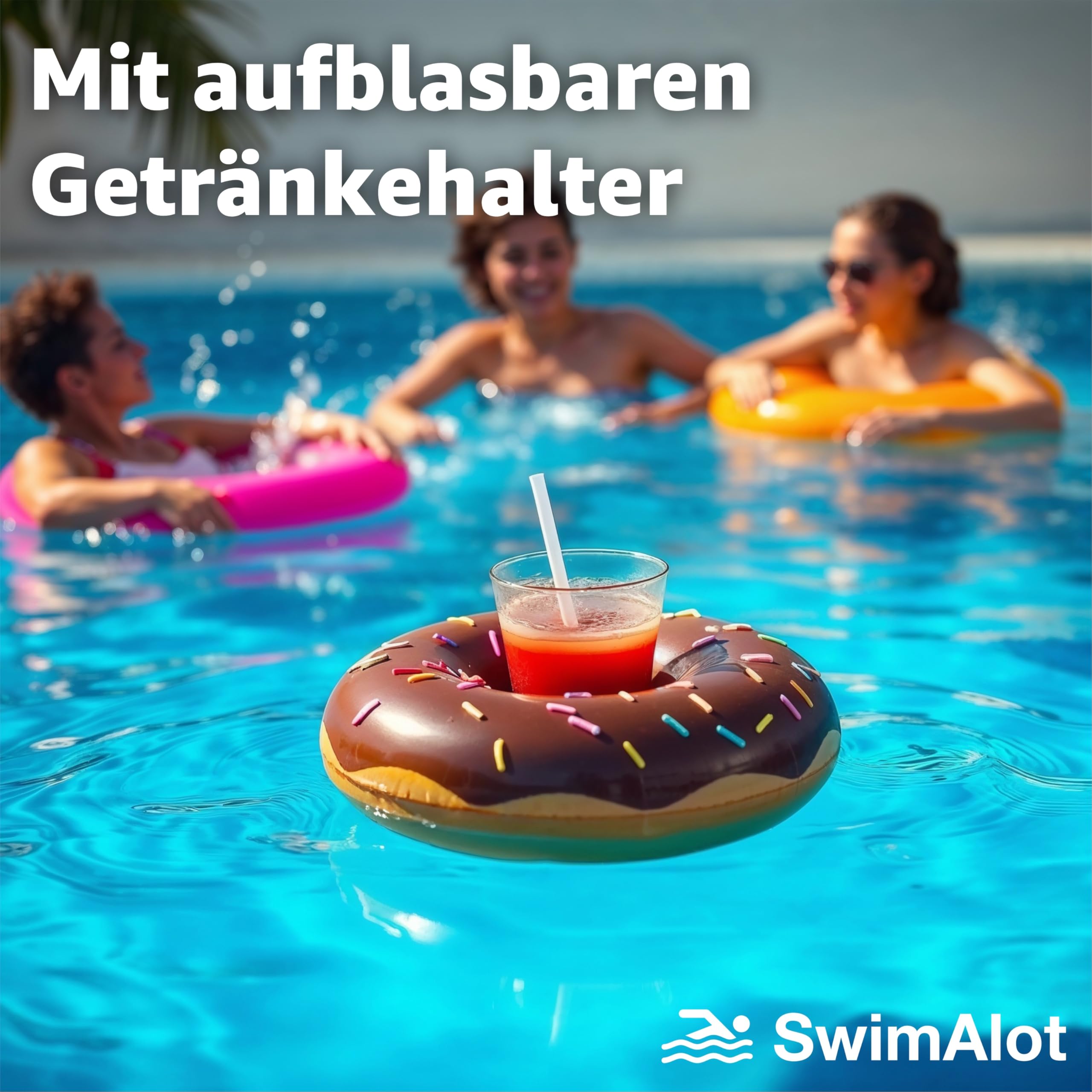 Lot De 6 Porte-Gobelets Gonflables Pour Piscine - Designs Fun (Licorne, Canard...) - PVC - Anti-Fuites