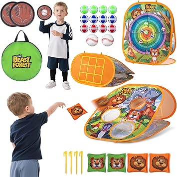 Bean Bag Toss Game Sets for Kids, Toss and Catch Ball Set for Kids Outdoor Baseball Toys for Toddlers Carnival Games for 3 4 5 6 7 Years Old Boys and Grils Backyard Outdoor Toy