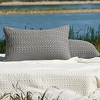 Vista 6 de PHF Juego de 2 fundas de almohada 100 % algodón con diseño de gofre, tamaño estándar, suaves, transpirables y agradables al tacto, fundas