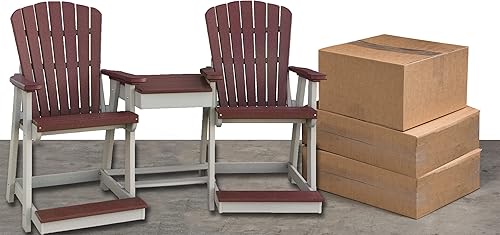 Miniatura 5 de DutchCrafters Sillas de patio con respaldo de ventilador doble de poliéster Adirondack con mesa central (negro y azul)