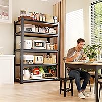 Vista 6 de Estantería de garaje de 71 pulgadas de alto, estantes de almacenamiento de 5 niveles, metal resistente, estante ajustable de acero para almacén