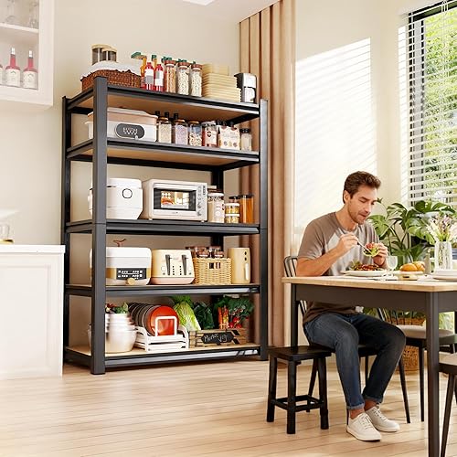 Miniatura 6 de Estantería de garaje de 71 pulgadas de alto, estantes de almacenamiento de garaje de 5 niveles, estantería de metal resistente ajustable y estante