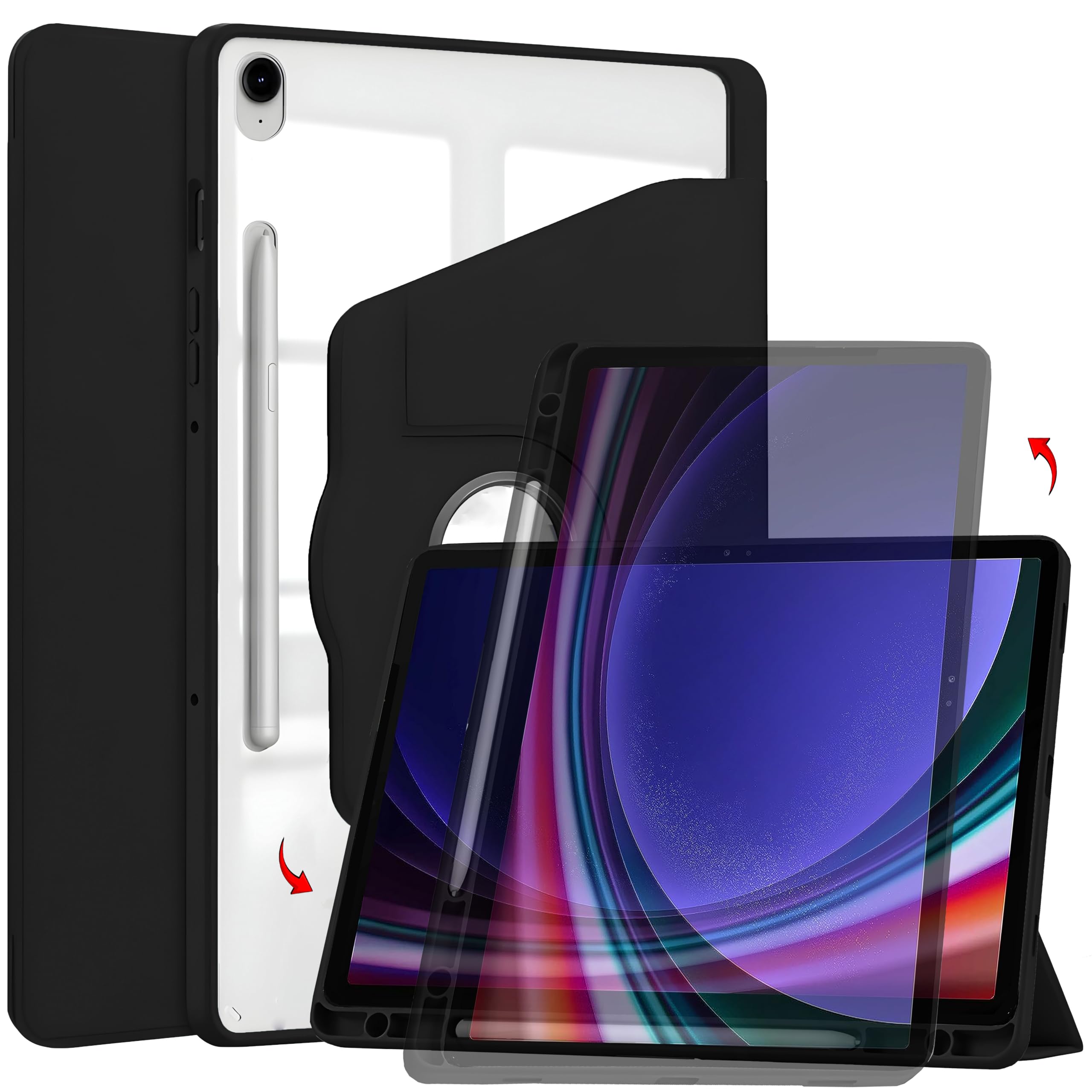ProElite Cover for Samsung Galaxy Tab S9 11"/S9 FE 10.9" Case, 360 Degree Rotatable Smart Flip Case Cover for Samsung Galaxy Tab S9 11"/S9 FE 10.9" inch Transparent Back with S Pen Holder, Black (B0CQ52H7LG) Amazon Price History, Amazon Price Tracker