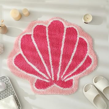 YRXRUS Shell Shaped Pillow & Shell Shaped Bathroom Rug