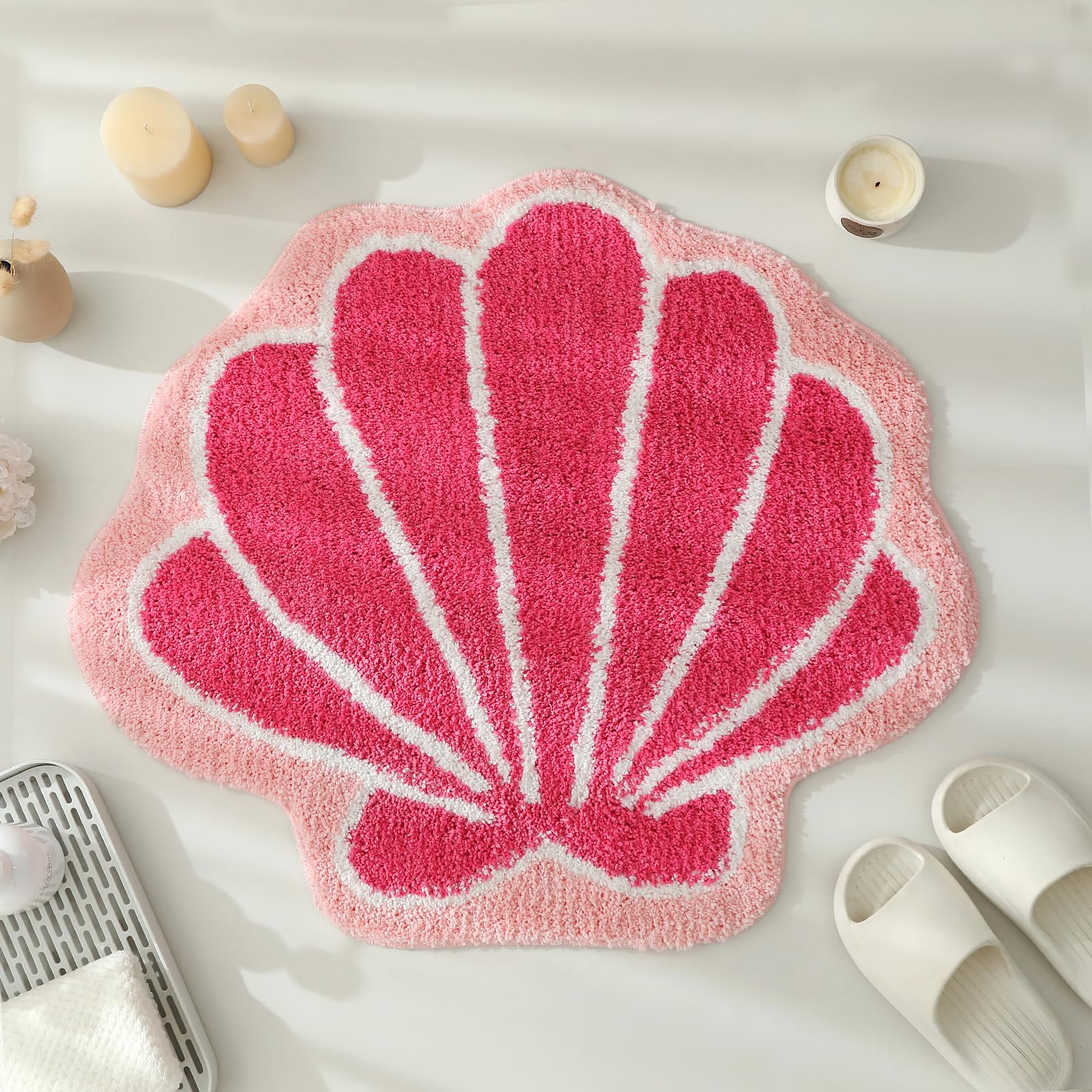 Lunarable Seashells Bath Mat Nautilus Spiral Shell Sand Dune Seashore Beach Marine Pattern and Natural Plush Bathroom Decor Mat with Non Slip Bac Tufted Look Bath Mat, Sea Shell Bath Mat, Soft Bath Mat, Non Slip