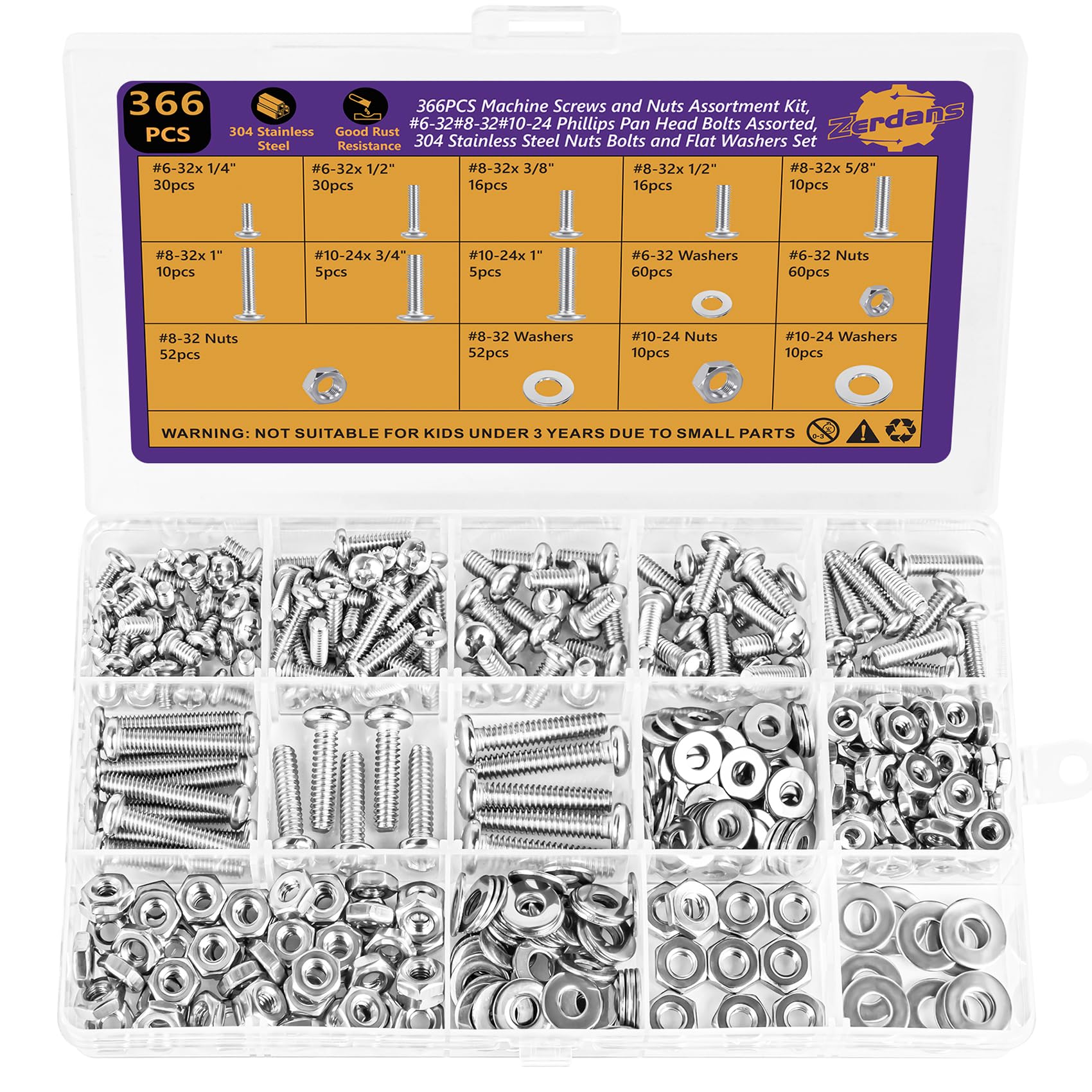 70pcs #6-32 Stainless Steel Machine Screws -31