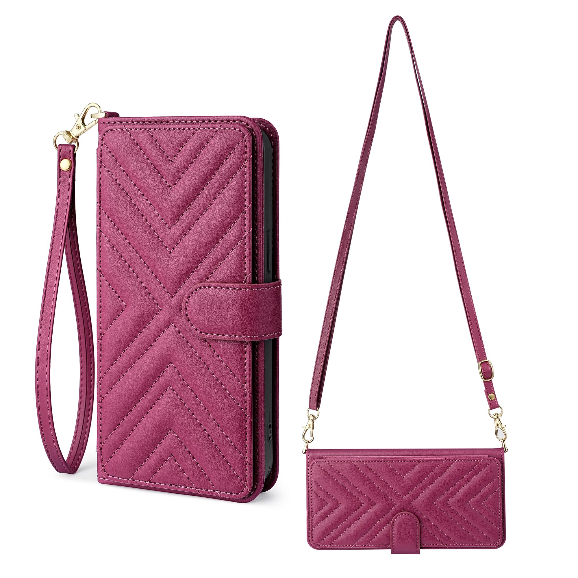 for Huawei nova Y91 Cases, Flip Wallet Leather Shell with 6 Card Slots, Wrist Strap, Magnetic Cover for Huawei nova Y91 Phone Case-Red