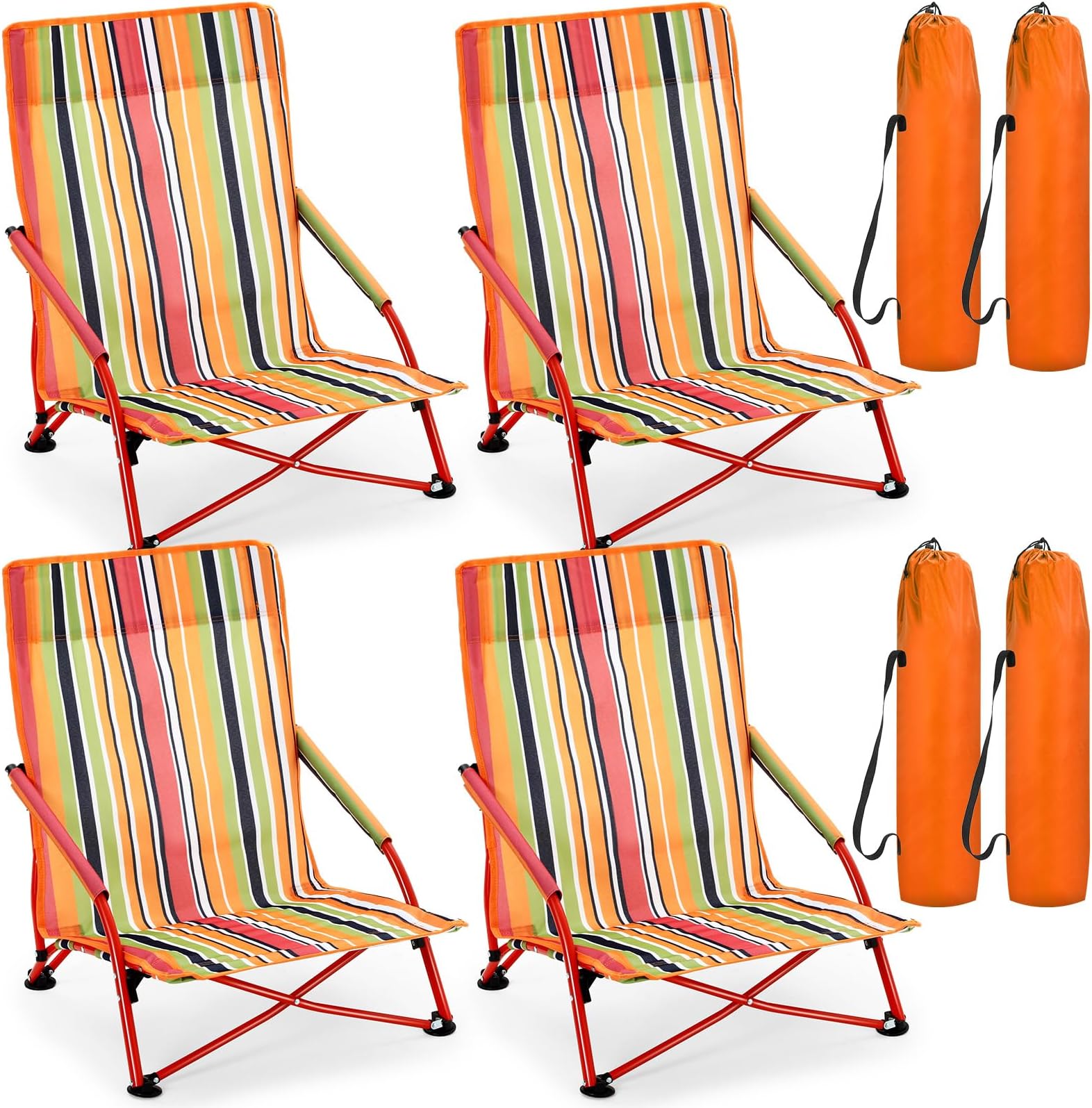 Huwena 2 Pack Beach Chair for Adult with 2 Umbrella Low