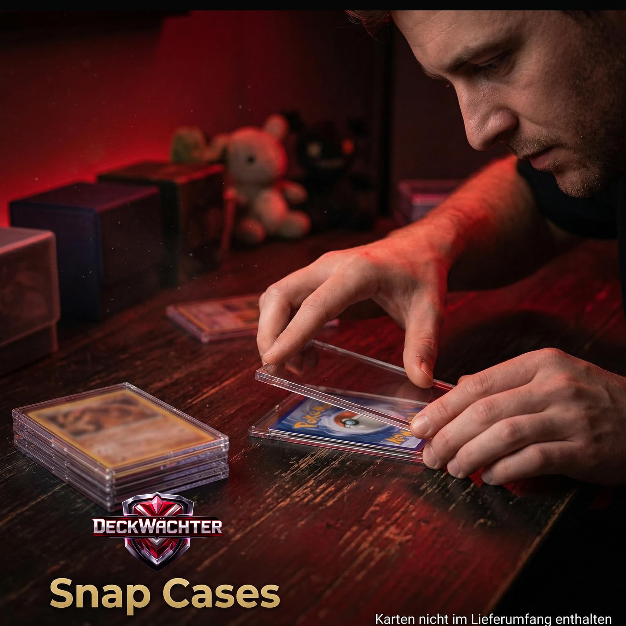 Snap Cases für Sammelkarten – Toploader Cases Set transparente Kartenhülle für Standard TCG Karten – kompatibel mit Pokémon, MTG, Yu-Gi-Oh!, Sportkarten (50er Set)