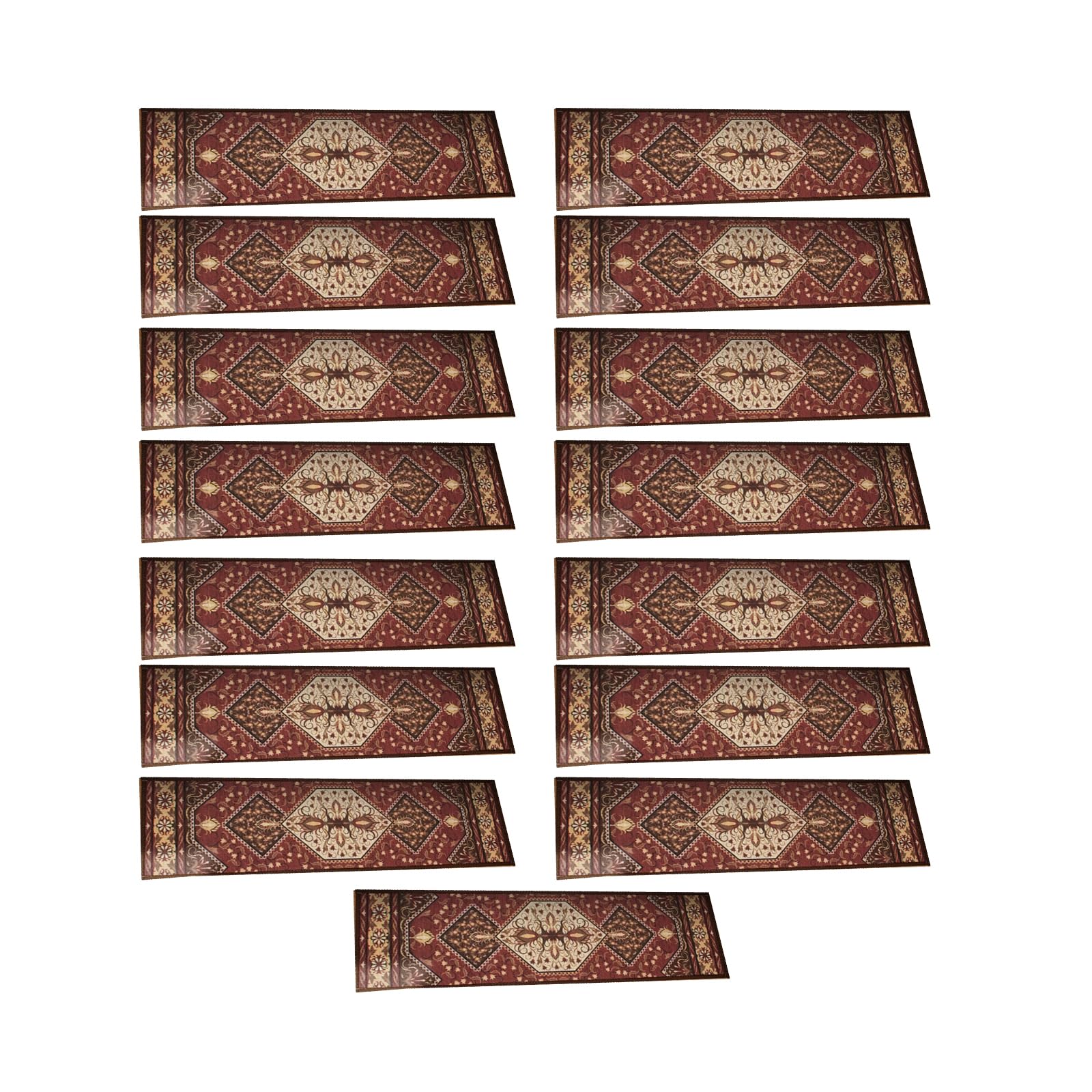 Nucelit 15Piece Stair Treads Set, 8" x30 NonSkid Carpet for Stair, Easy Install Adhesive Staircases Mats Elegant Pattern Carpet Runners