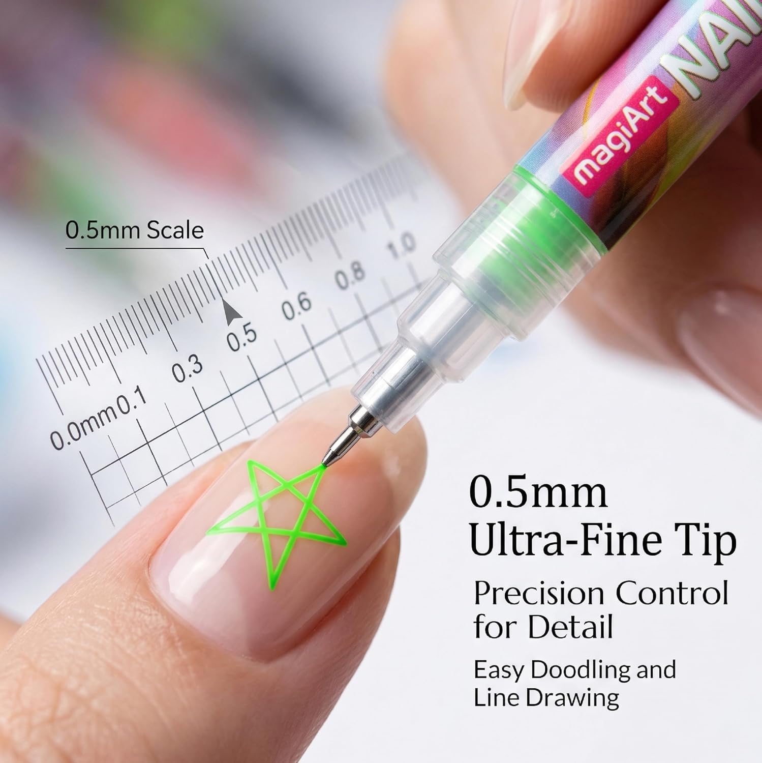 12 Colors Nail Art Pens, 0.5mm Fine Tip