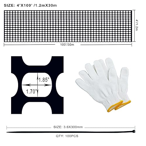 Miniatura 4 de Rollo de valla de seguridad de malla de plástico, 4 x 100 pies, 1 rollo con 100 bridas de cremallera, red reutilizable temporal para valla de nieve,