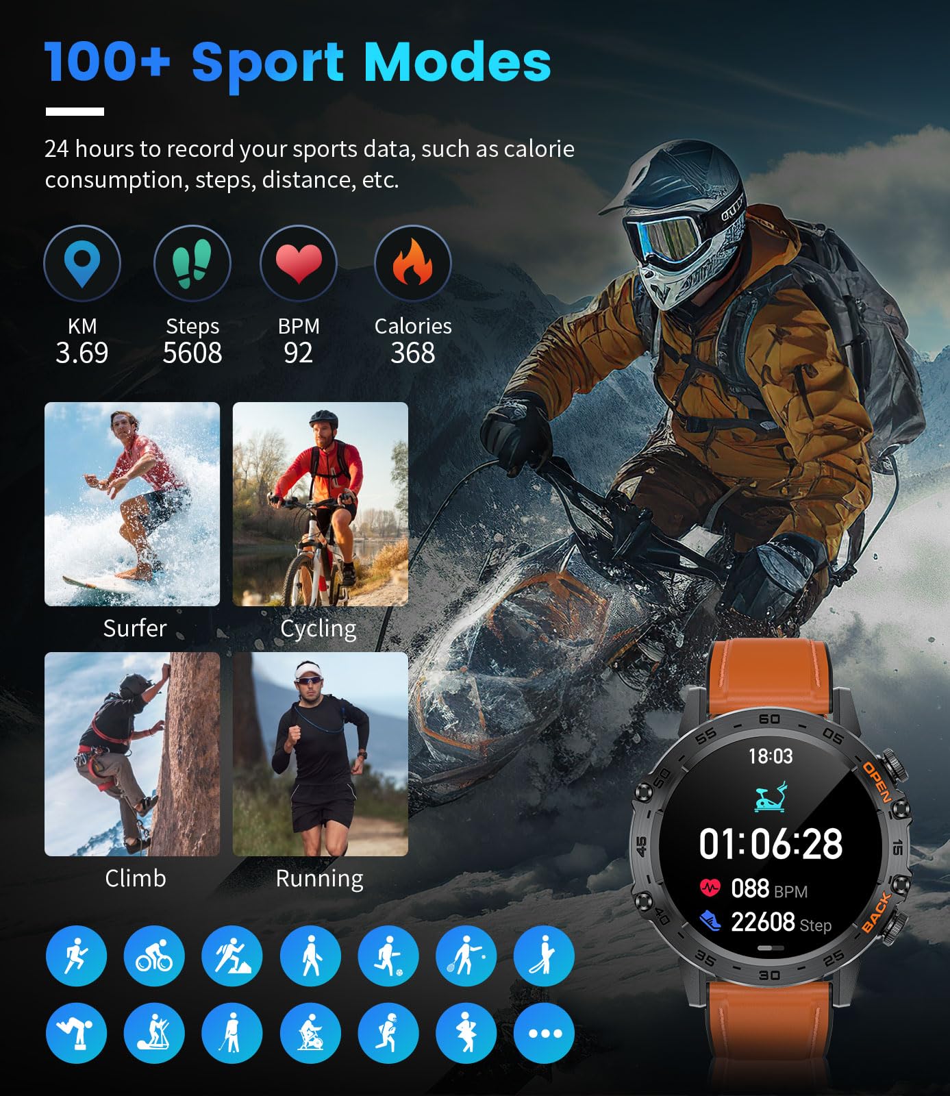 LIGE Montre Connectée Homme, Appel Bluetooth, 1,39'' Smartwatch Modes Sportifs, Montre Intelligente Android iOS