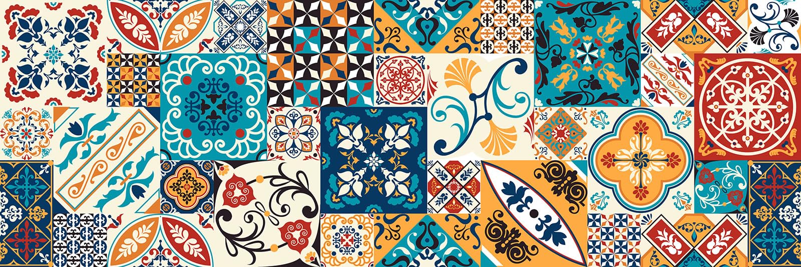Lumalea Adesivo adesivo per cucina, effetto piastrelle di cemento, 3617682423798, adesivo + protezione lucida, 65 x 195 cm