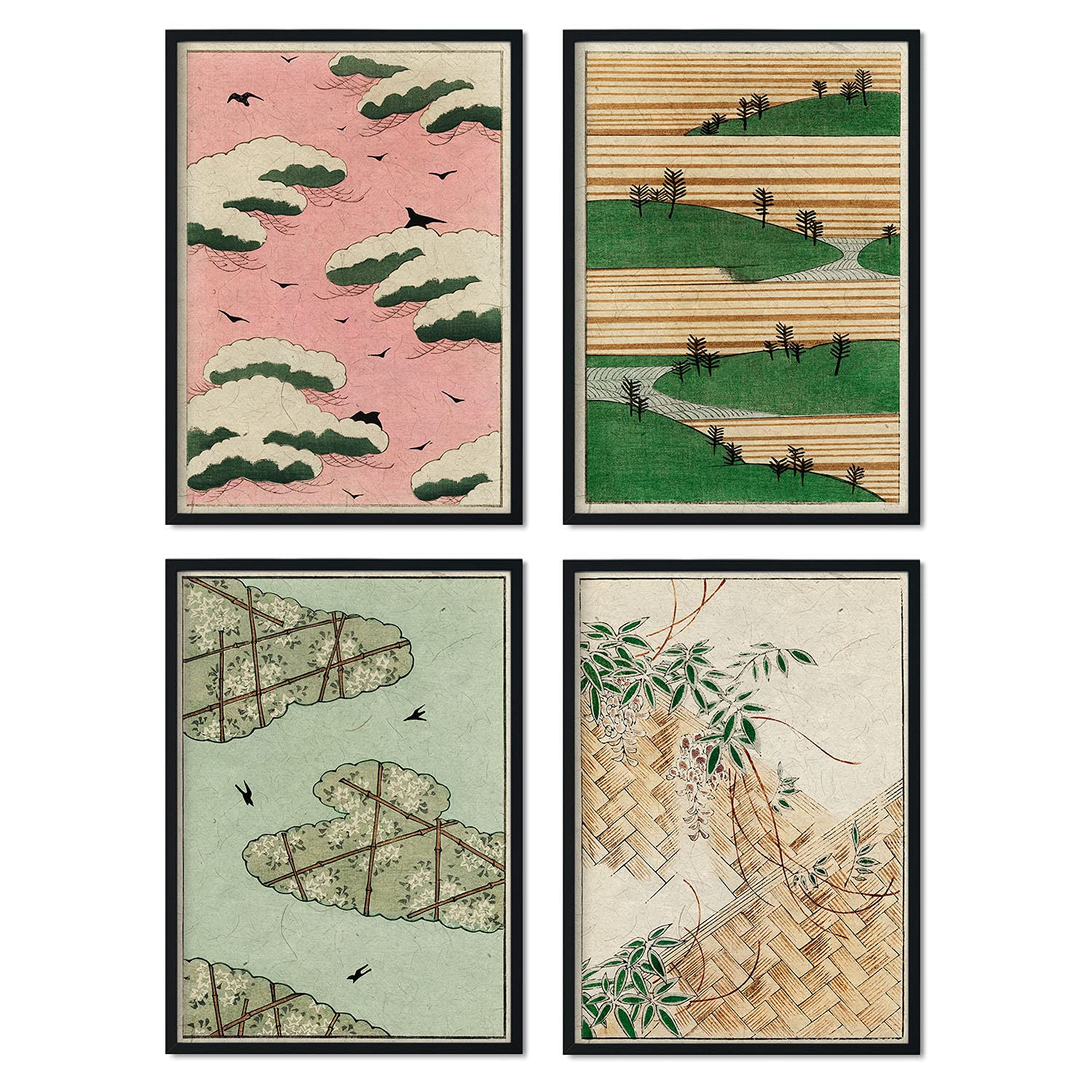 Affiches vintage japonaises Shin Bijutsukai : poster de paysage A3 pour décoration d'intérieur