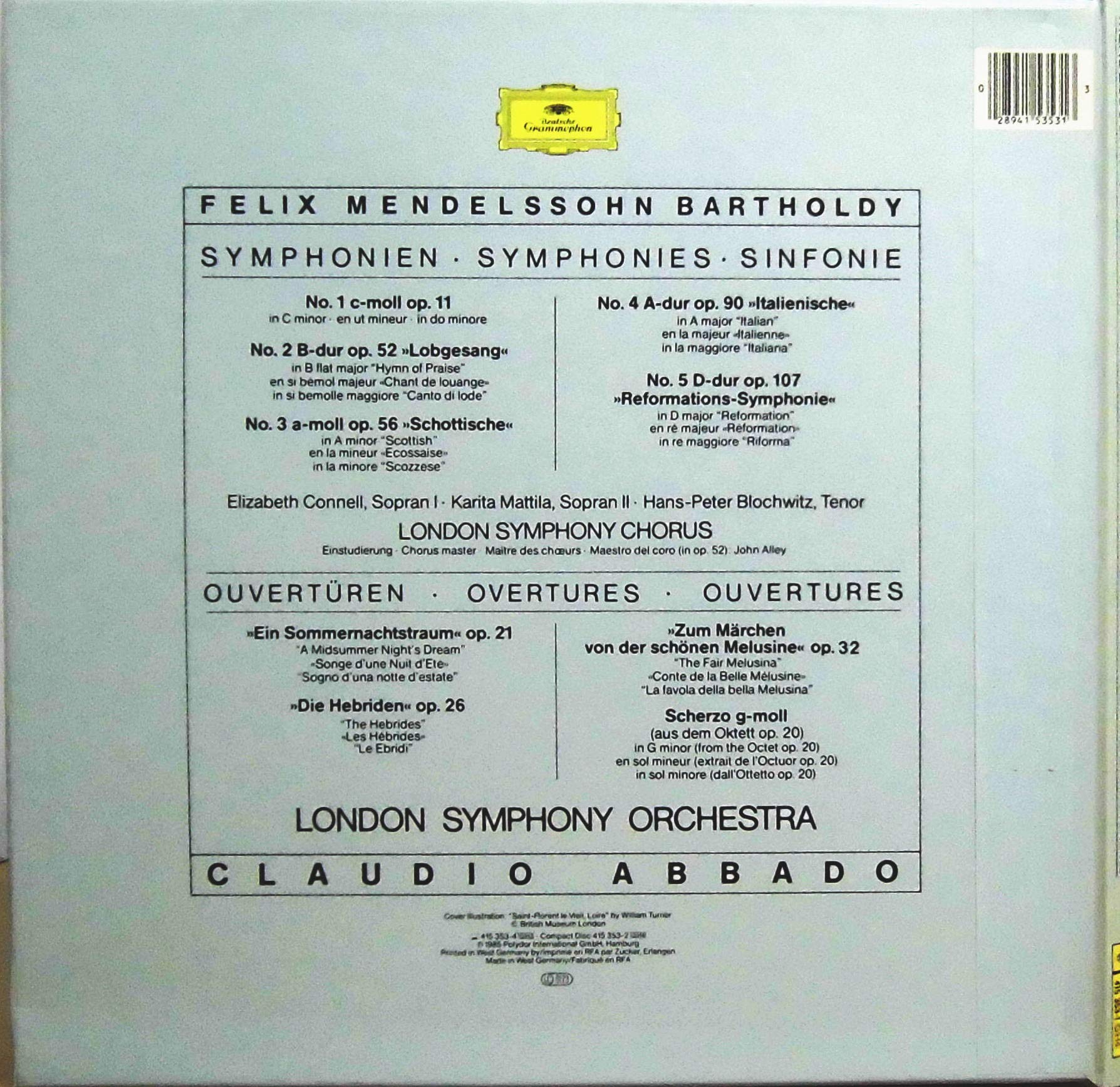 Amazon | メンデルスゾーン:交響曲全集 / Claudio Abbado, London