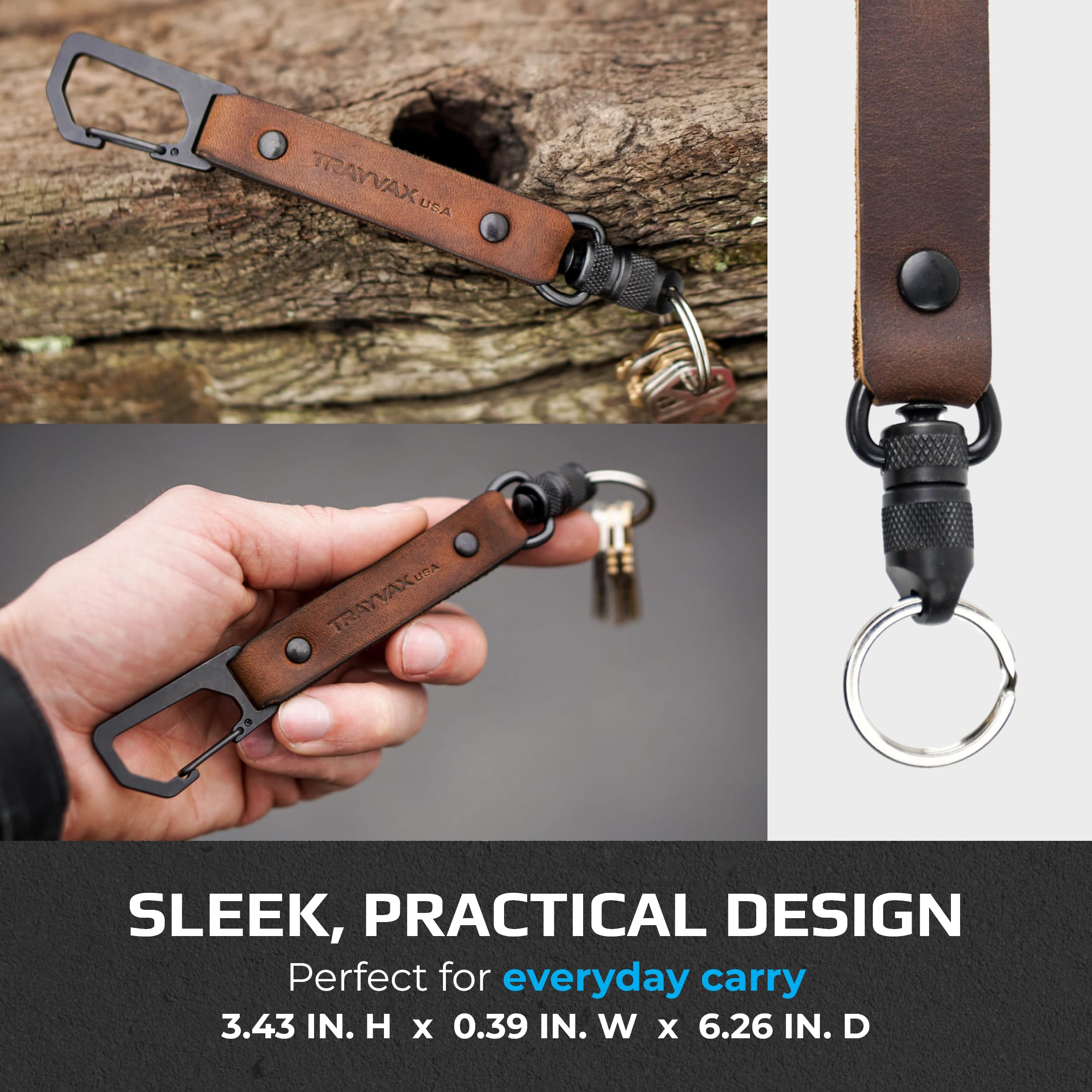 Amazon.com: Trayvax Link Lanyard Leather Keychain, Quick Release