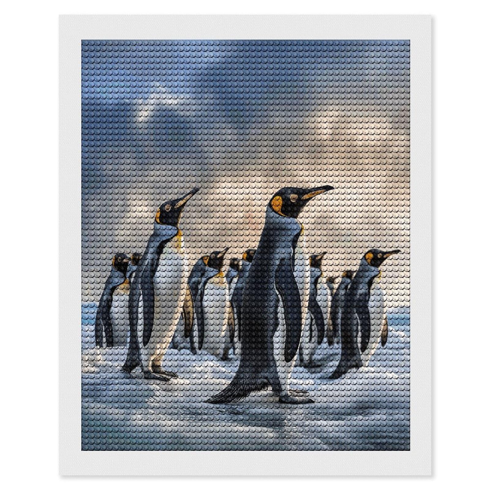 Sea Penguin Diamond Art Kits for Adult Round Full Drill Diamond Dots Paintings for Beginner Picture Art DIY Diamond Painting Kits 5D Diamond Art Painting for Home Wall Decor 16"x20"
