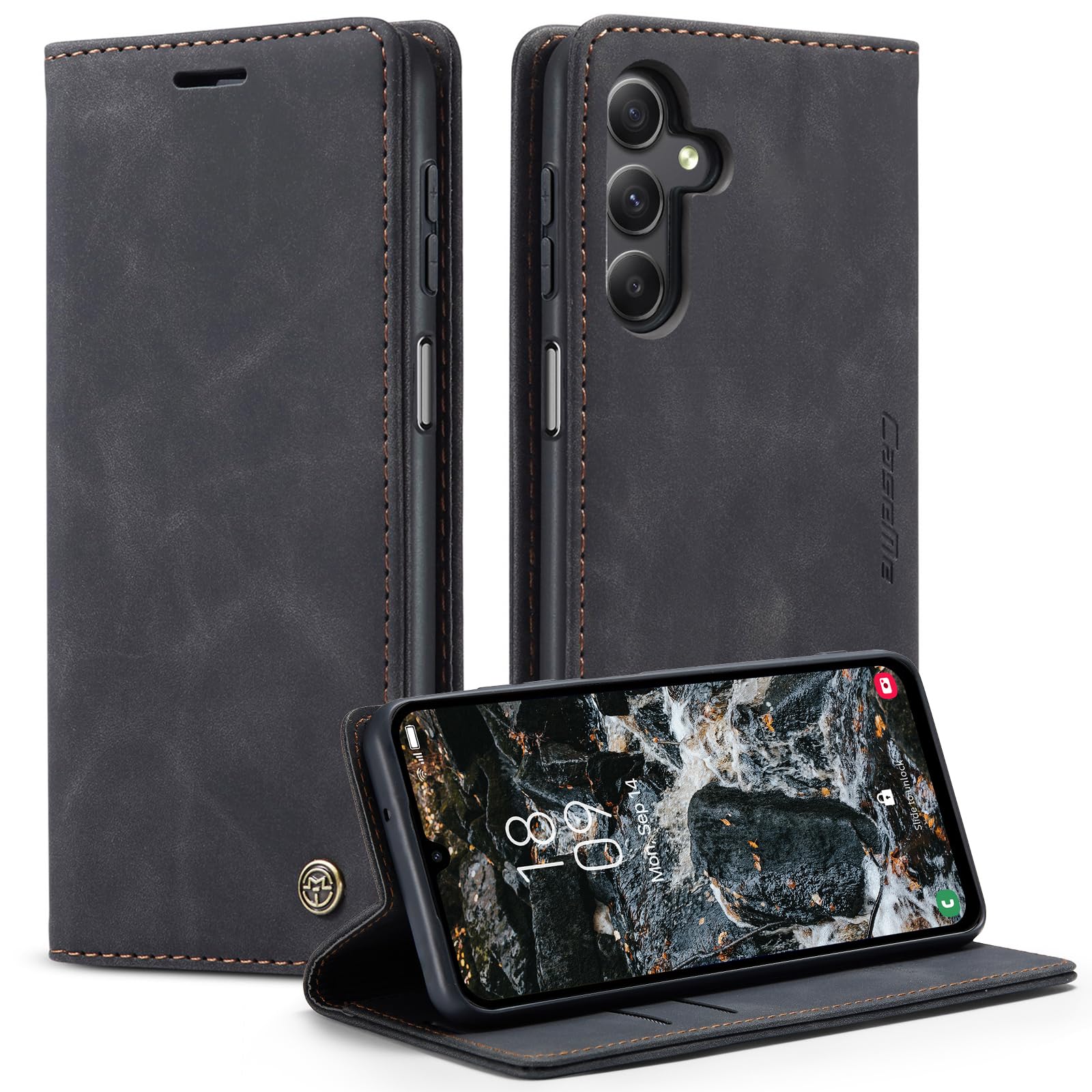 Monweicz Cover Compatibile con Samsung Galaxy S23 FE, Custodia Portafoglio con Slot per Scheda, Protezione Completa Premium in Pelle PU, Flip Libro Magnetica Samsung Galaxy S23 FE, Nero