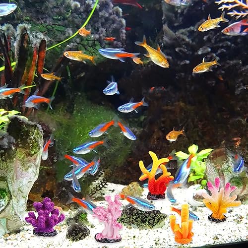 Miniatura 4 de 16 piezas de plantas artificiales de coral para decoración de acuario, decoración de arrecife de coral de alta calidad, resina artificial