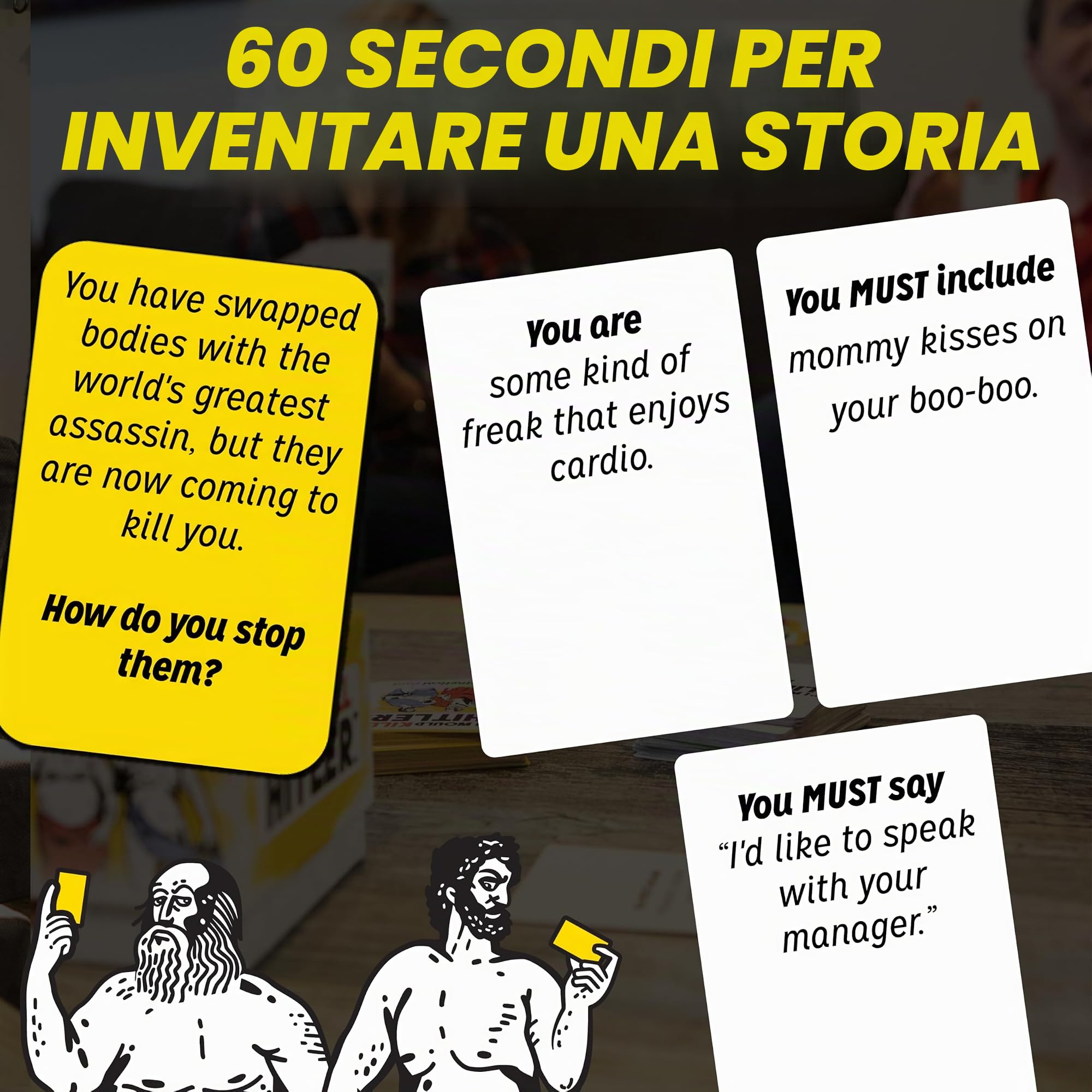 Il gioco per feste di narrazione di storie per adulti di dilemmi etici e ipotetici divertenti