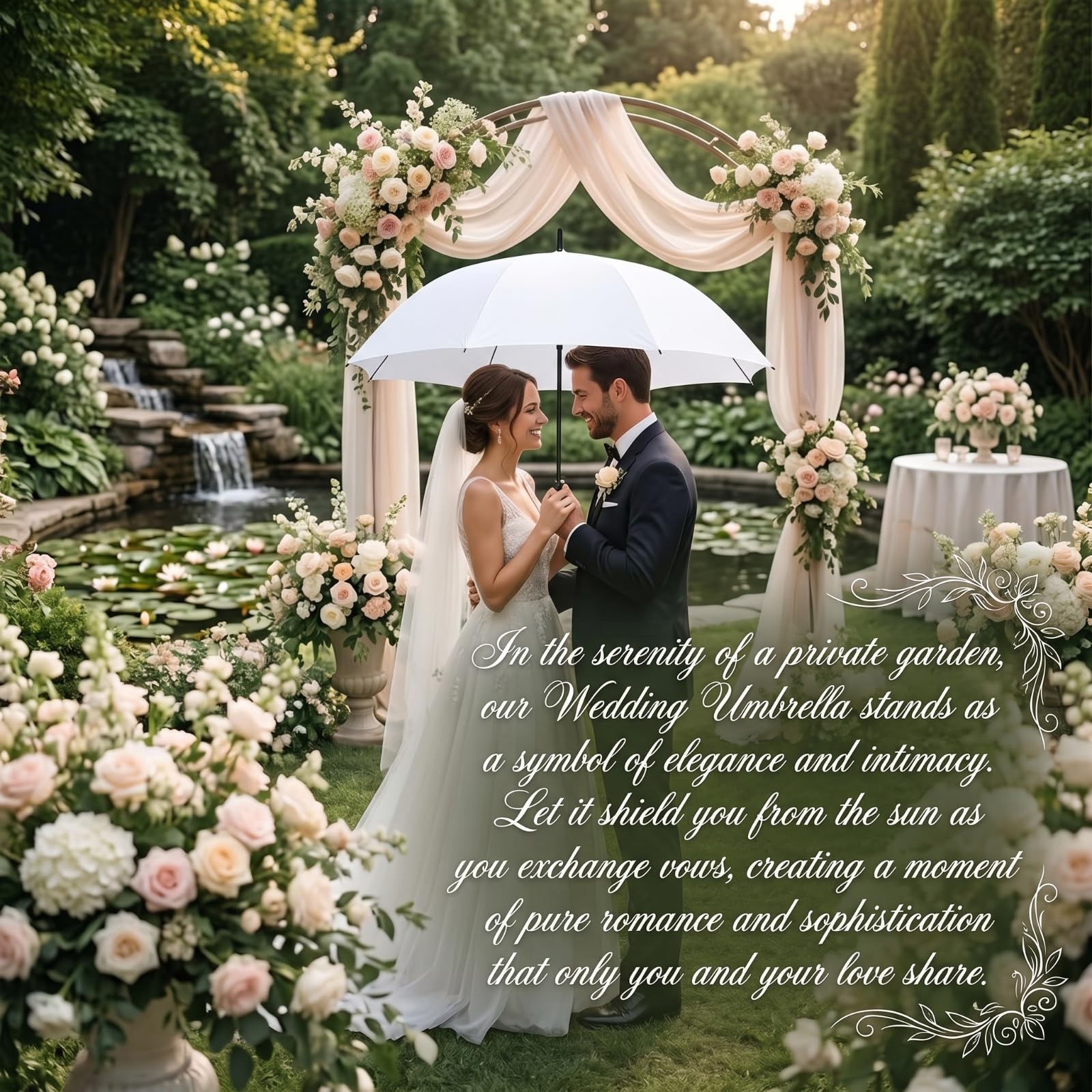 Weewooday 4 Pack Large White Umbrella Wedding/Golf Umbrella Windproof and rainproof Automatic Umbrella Bride bridegroom Party Fashion Photographer Parasol Umbrella