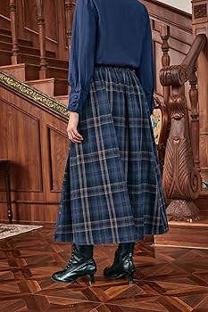 Amazon.com: Maxi Skirt for Women Christmas Plaid Skirt with