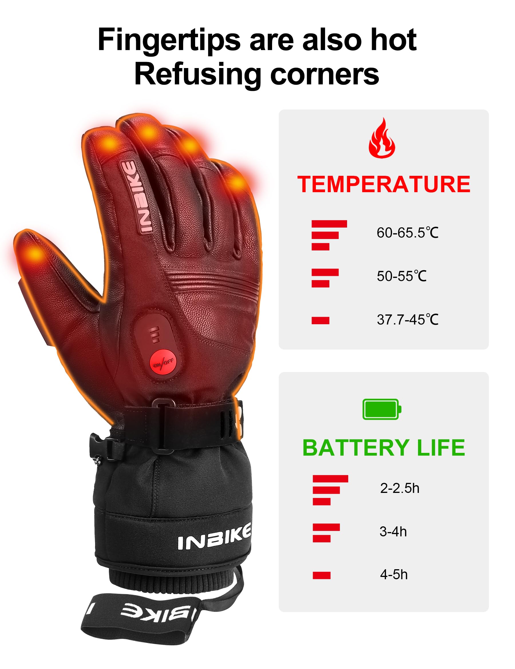 INBIKE Guantes Calefactables Moto Se Calientan En 30 Segundos con 3 Niveles De Calentamiento hasta 2-5 Horas 3M Thinsulate Membrana TPU Impermeable para Ski Running Ciclismo Senderismos