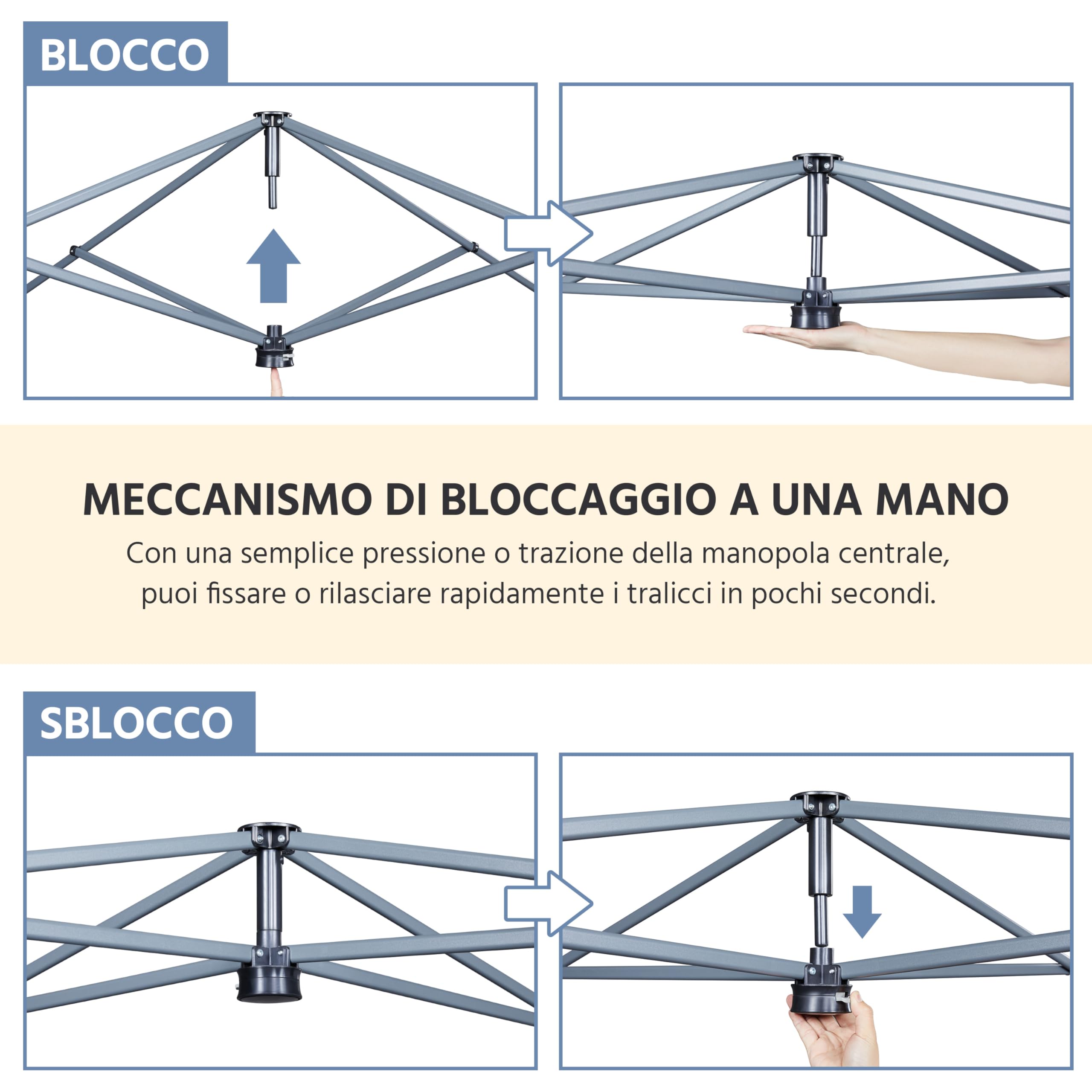 Yaheetech Gazebo da giardino a Una Spinta con 1 Parete Laterale Stabile 9 Tasche Portaoggetti Tenda Esterno Pop up Altezza Regolabile Impermeabile per Festa Eventi