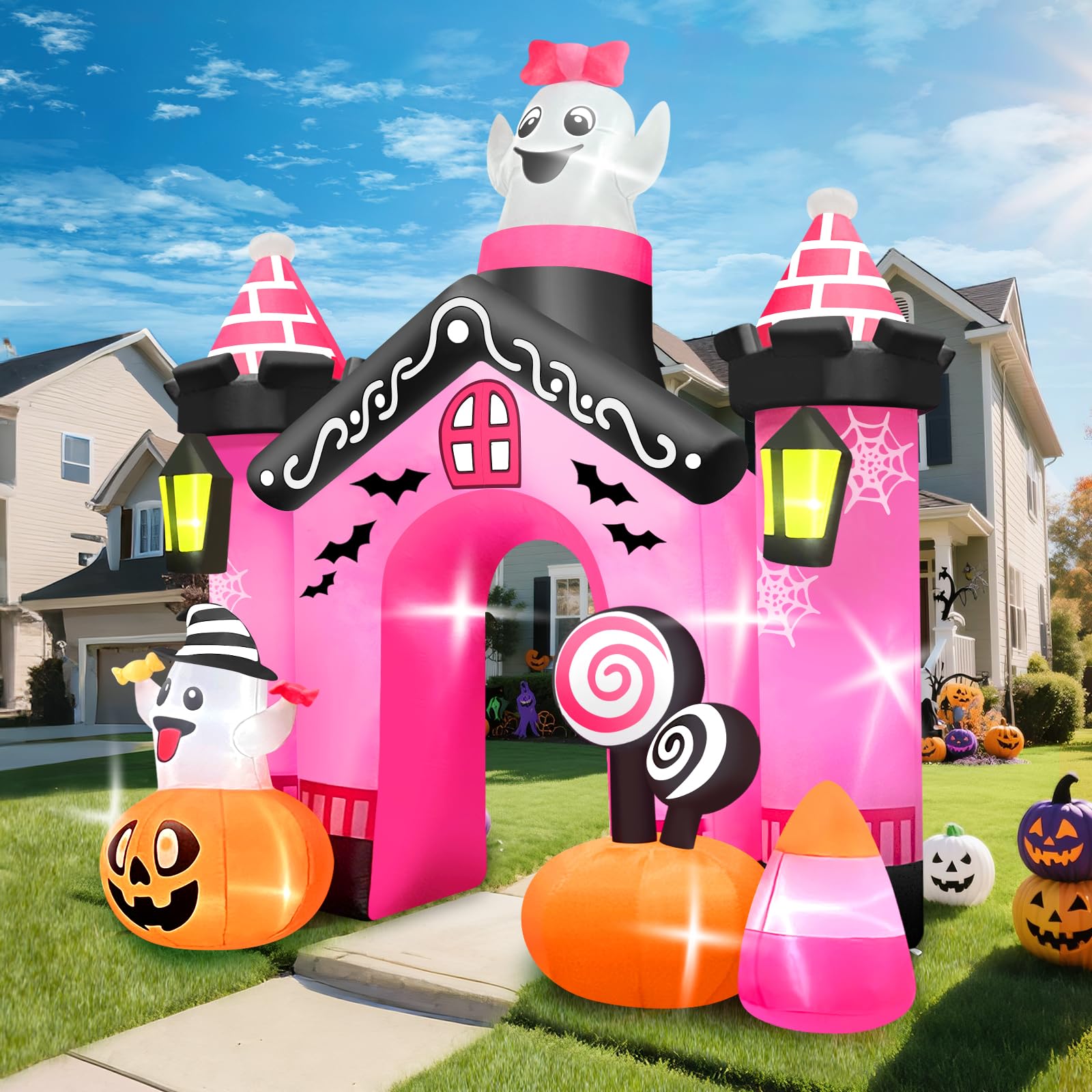 Kalolary 10Ft Halloween Aufblasbar Dekoration | Halloween Deko Aufblasbarer Riesiger Doppelspinne mit pelzigen Beinen für Außenbereich Deko Outdoor Hausgarten Garten Party