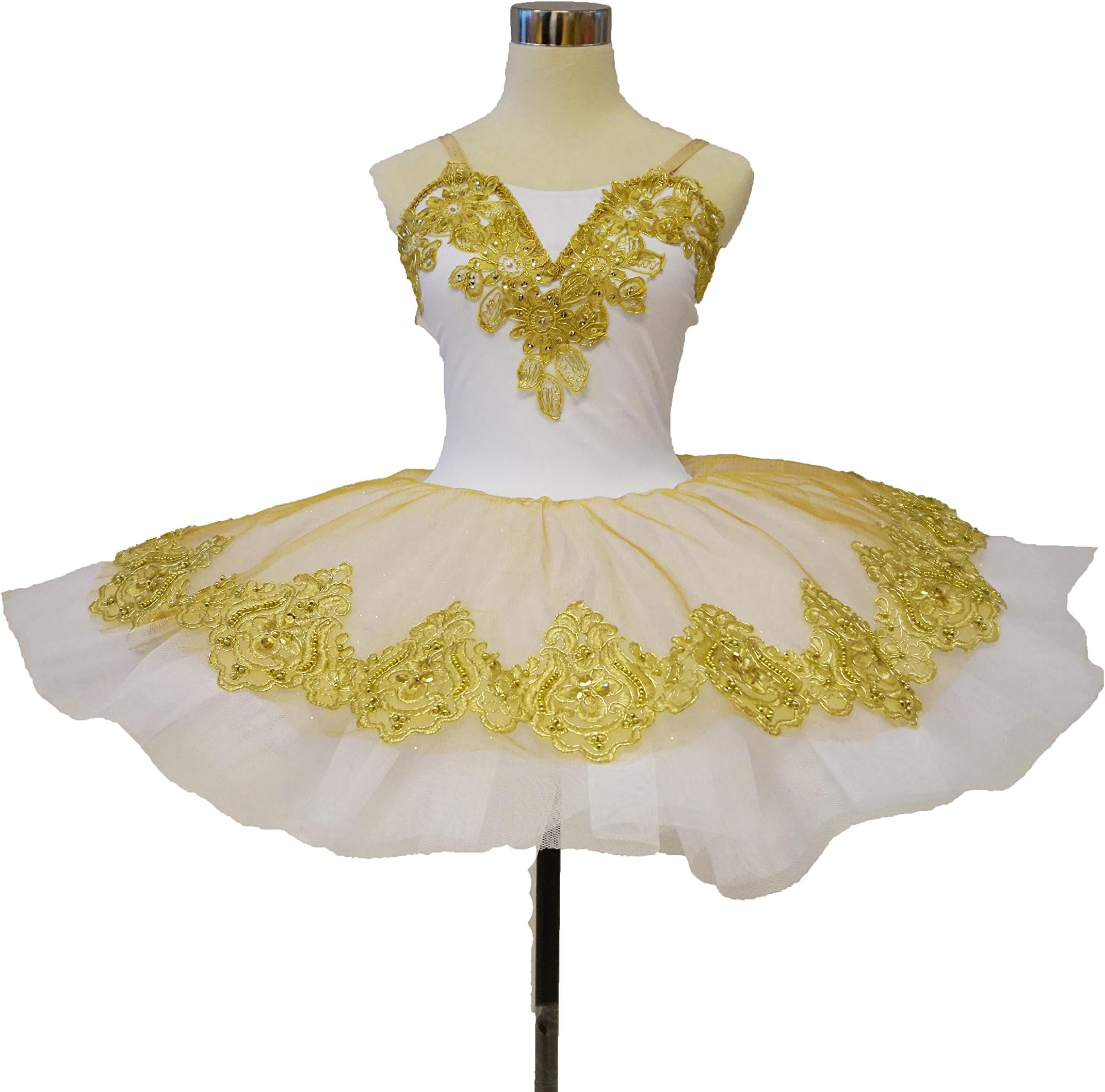 Adult White Royal Tutu with Gold Motifs Classical Ballet Costume, Size S