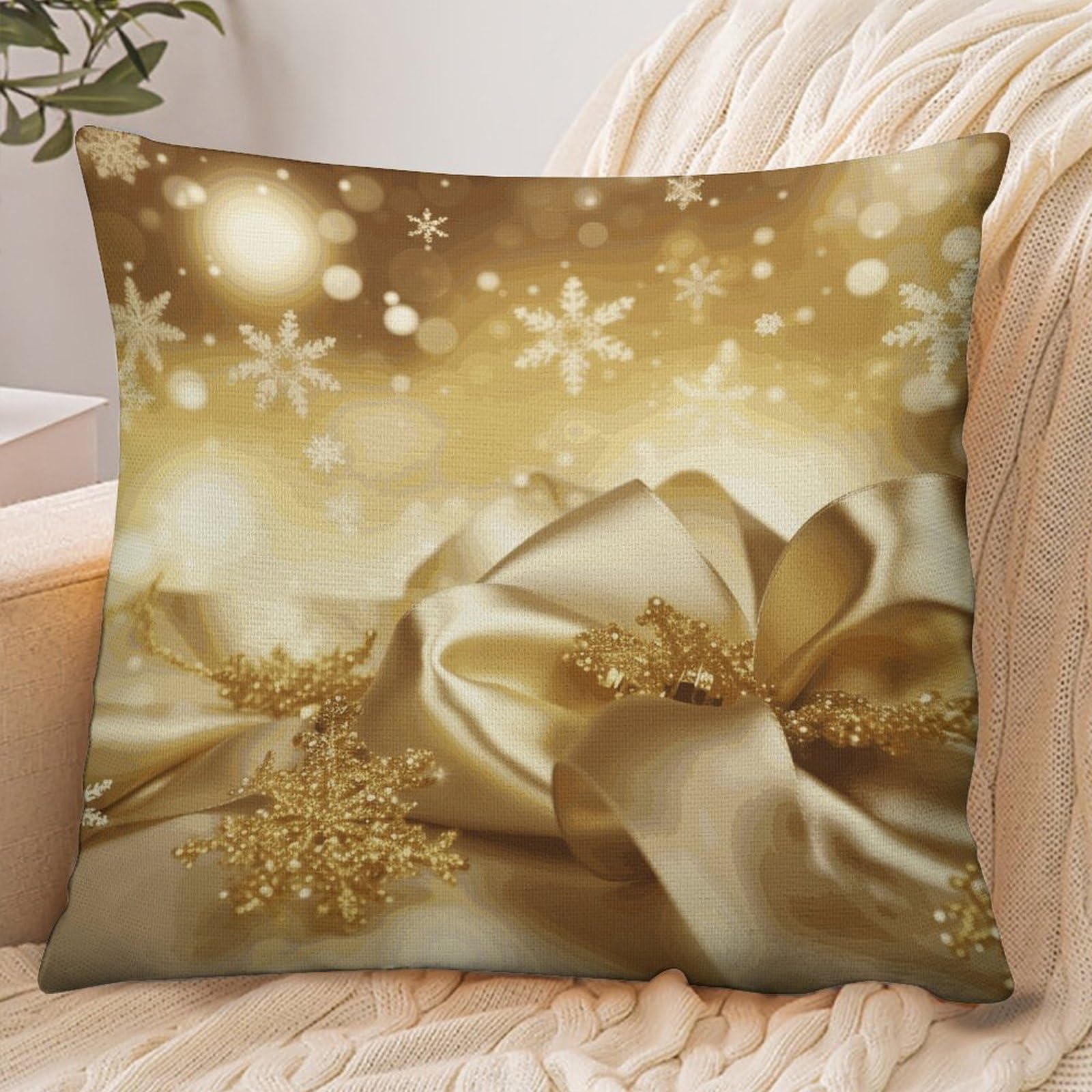 Fekiloot Style Gold Silk Christmas Pillowcase Pillow Sham Pillow Case