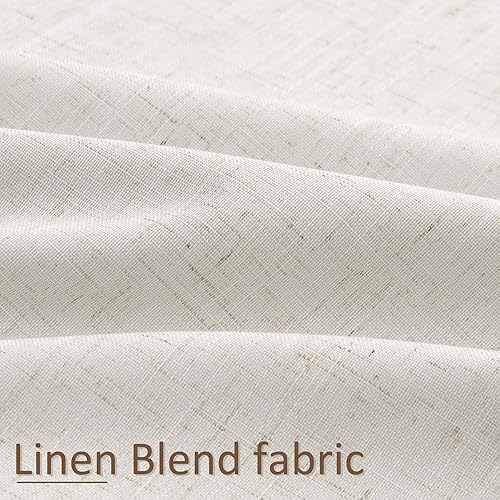 Miniatura 4 de Cortinas 100% opacas de lino de 84 pulgadas de largo, juego de 2 paneles para dormitorio, sala de estar, textura crema natural, aislamiento térmico,