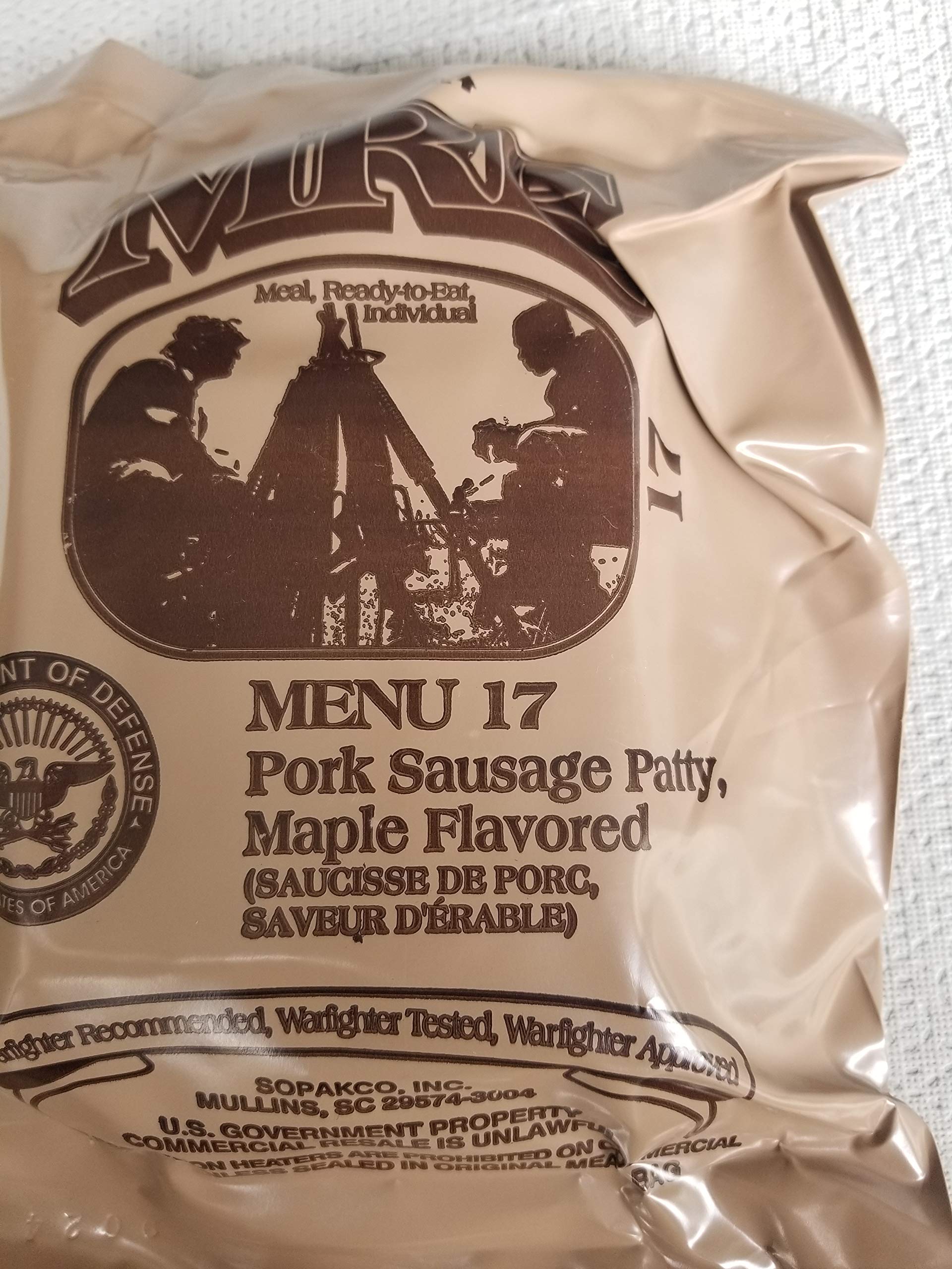 LoJo Surplus 2022 Genuine Military MRE Meals Ready to Eat with Inspection Date 2022 or Newer (Pork Sausage Patty, Maple Flavored)